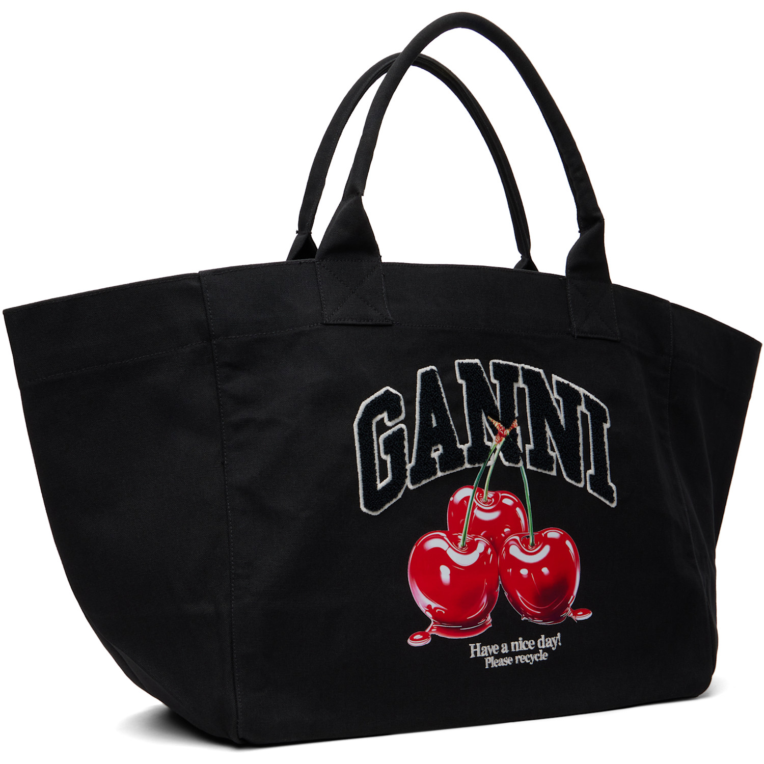 Ganni Black Xxl Cherry Tote 