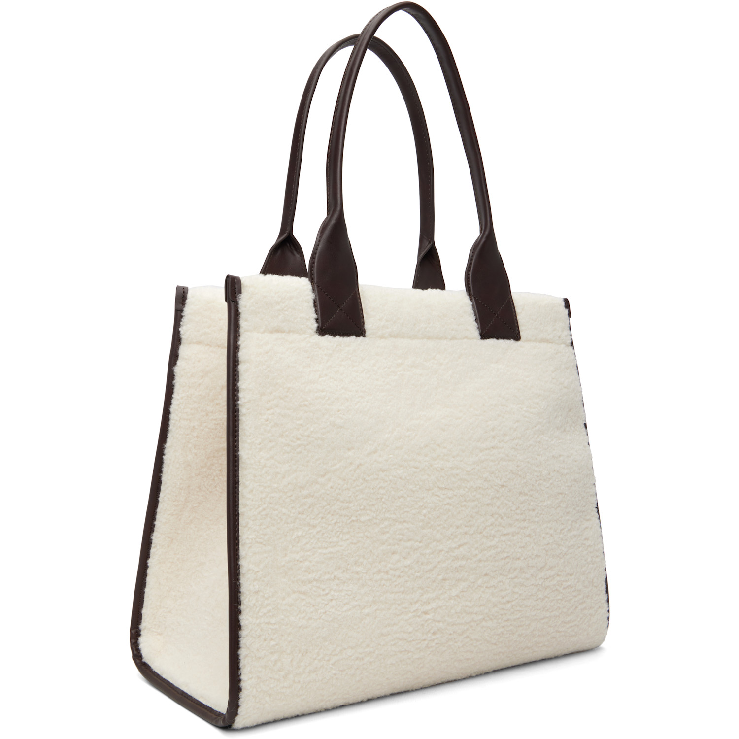  Ganni Off-white Faux-shearling Xxl Tote 