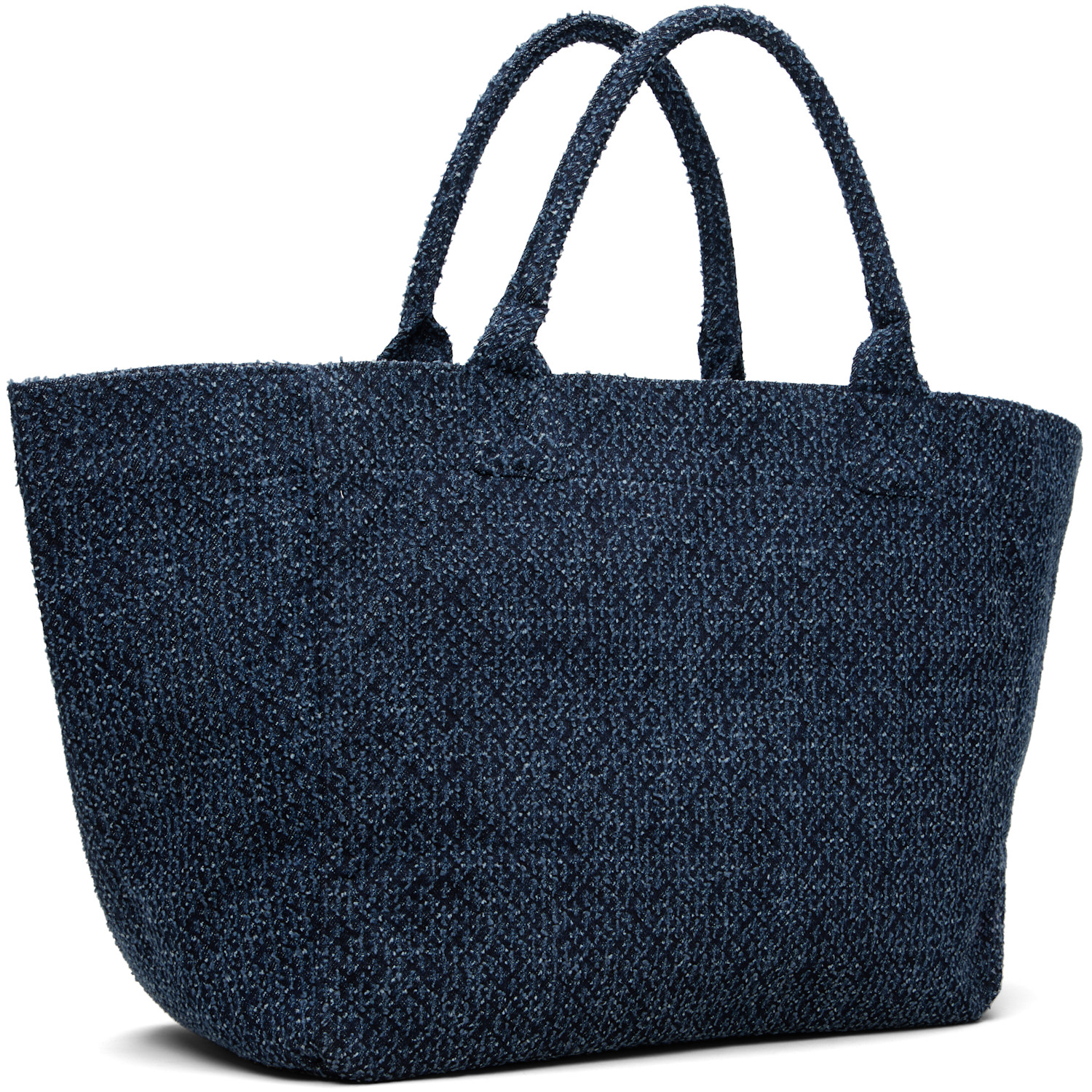  Ganni Navy Xxl Bear Tweed Denim Shopper Tote 