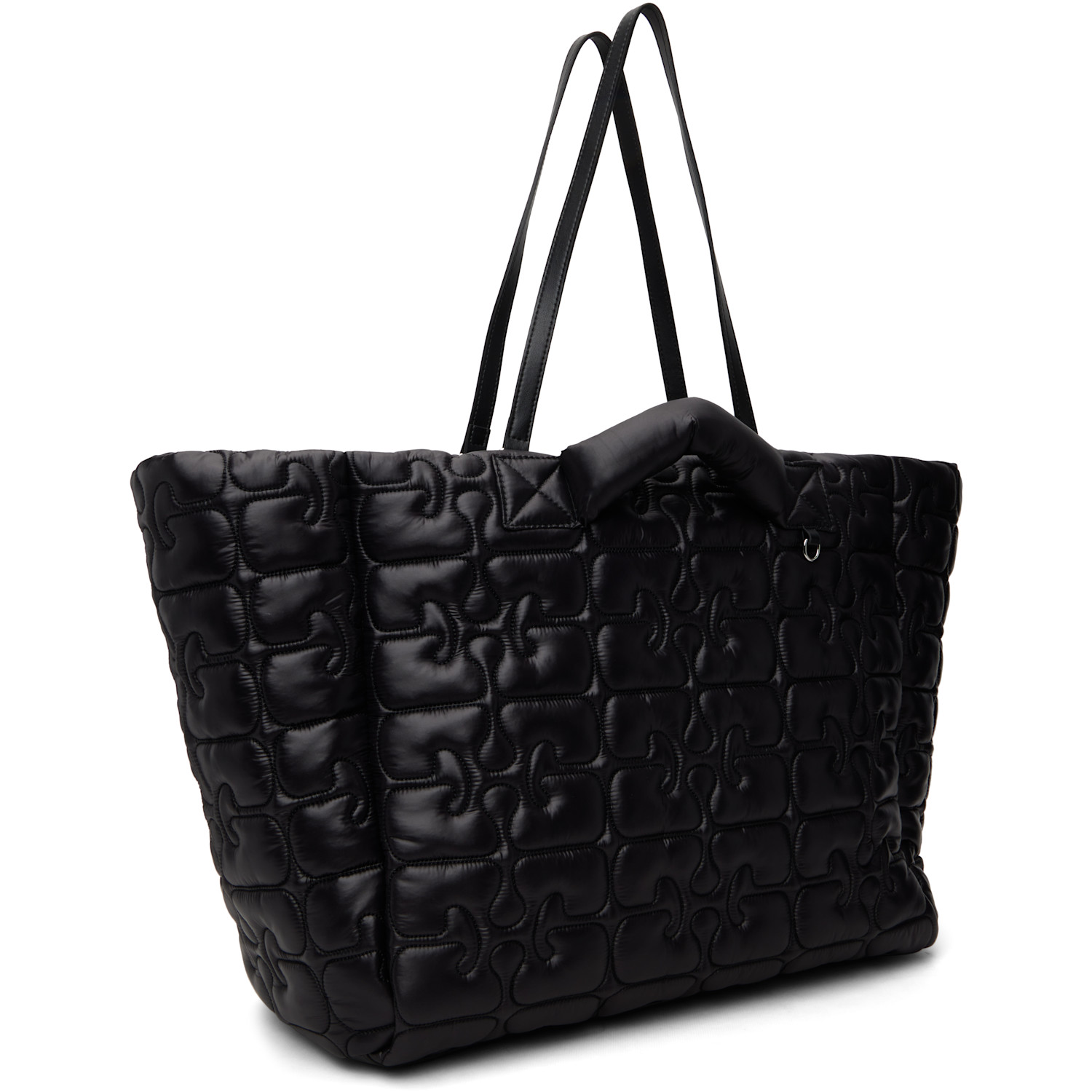  Ganni Black Quilted Re-tech Xxl Tote 
