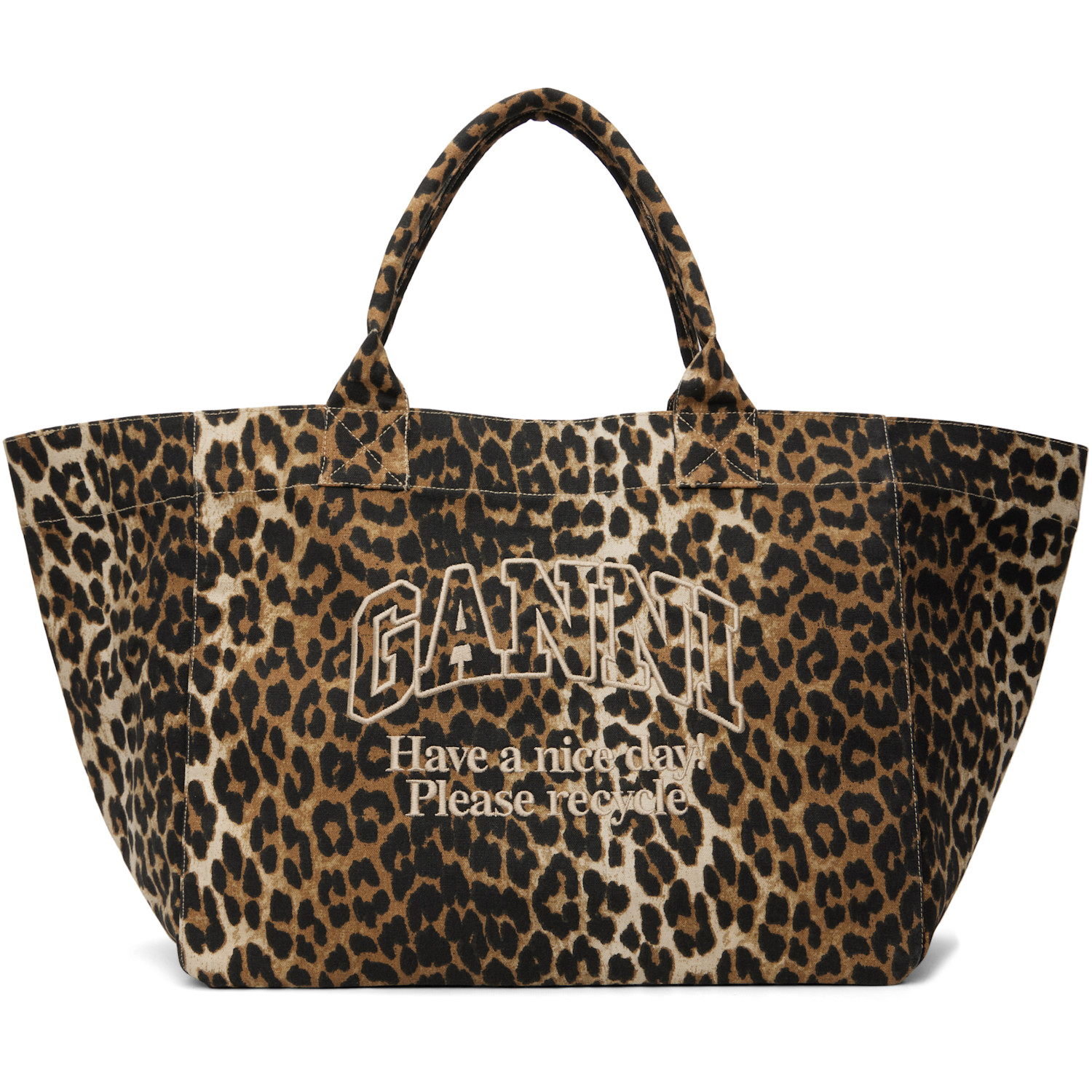 GANNI Brown Leopard XXL Tote