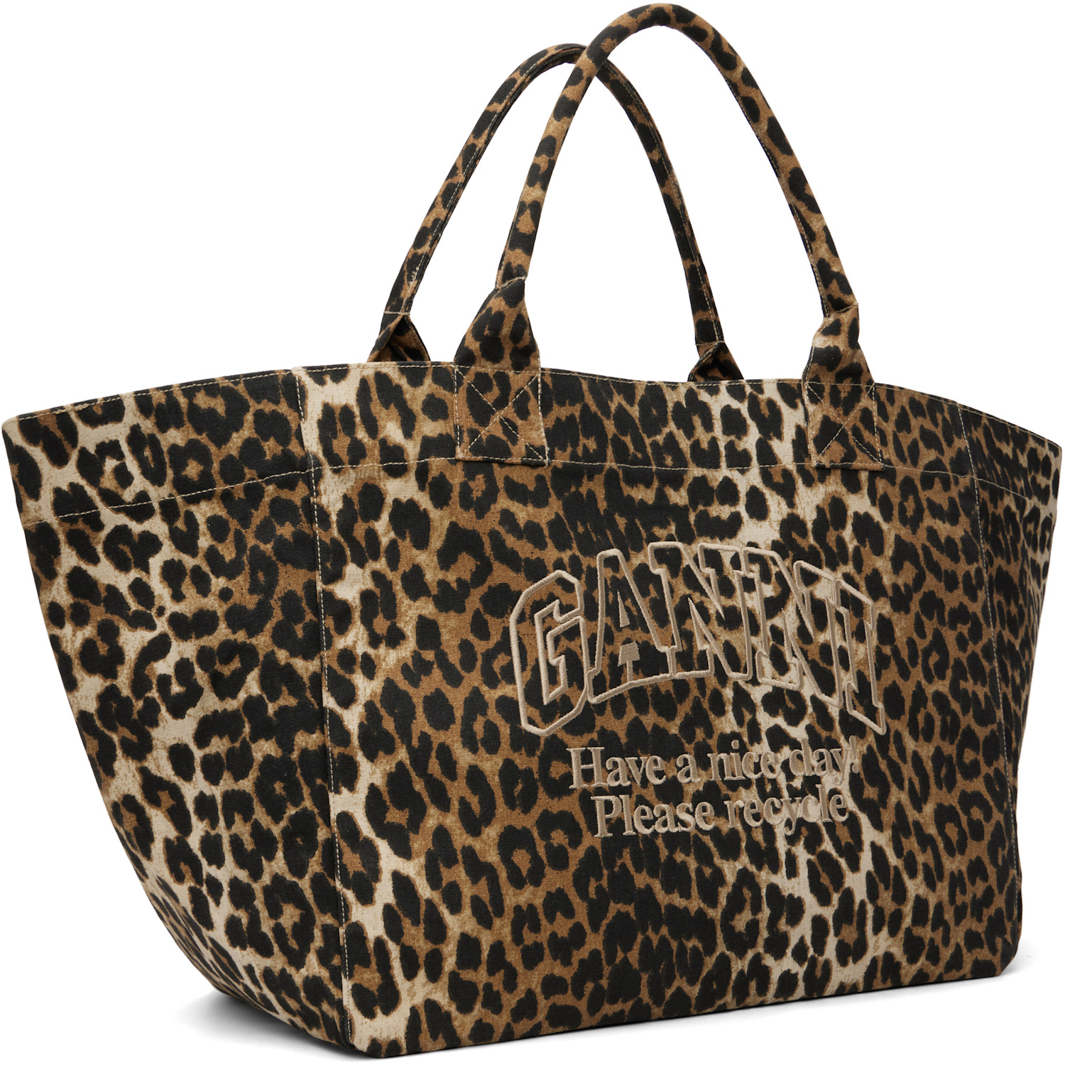  Ganni Brown Leopard Xxl Tote 