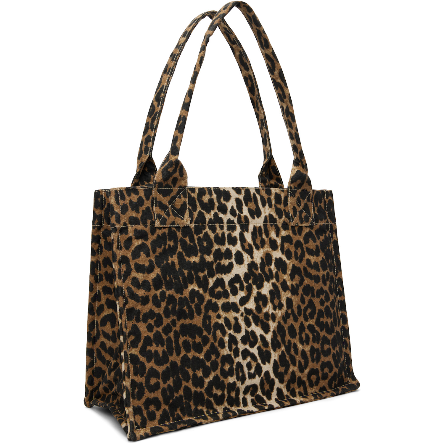  Ganni Brown Leopard Large Canvas Tote 