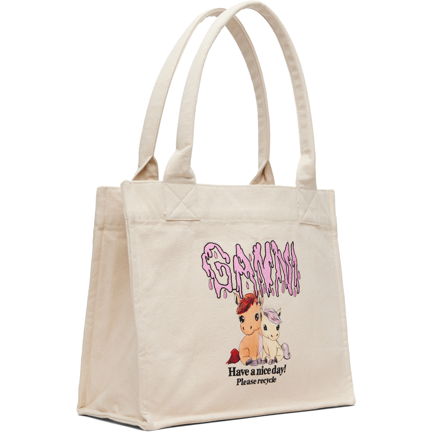  Ganni Beige Pony Printed Large Tote 