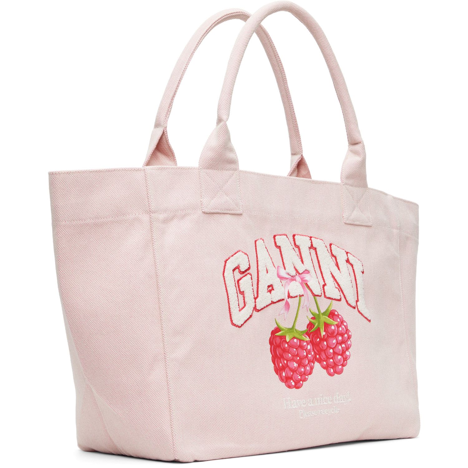  Ganni Pink Trapeze Strawberry Shopper Tote 