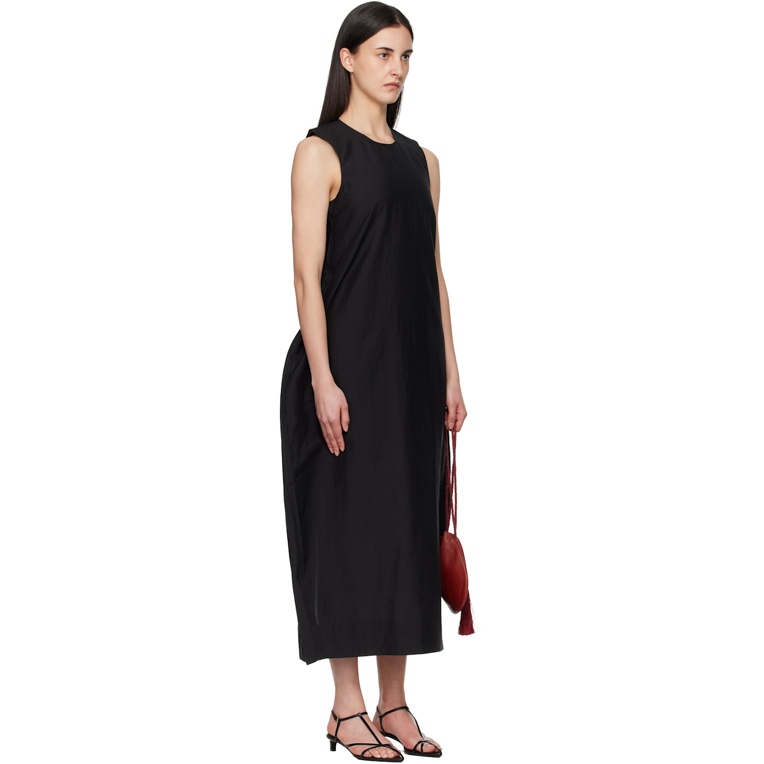  Róhe Black Hourglass Linen Silk Midi Dress 