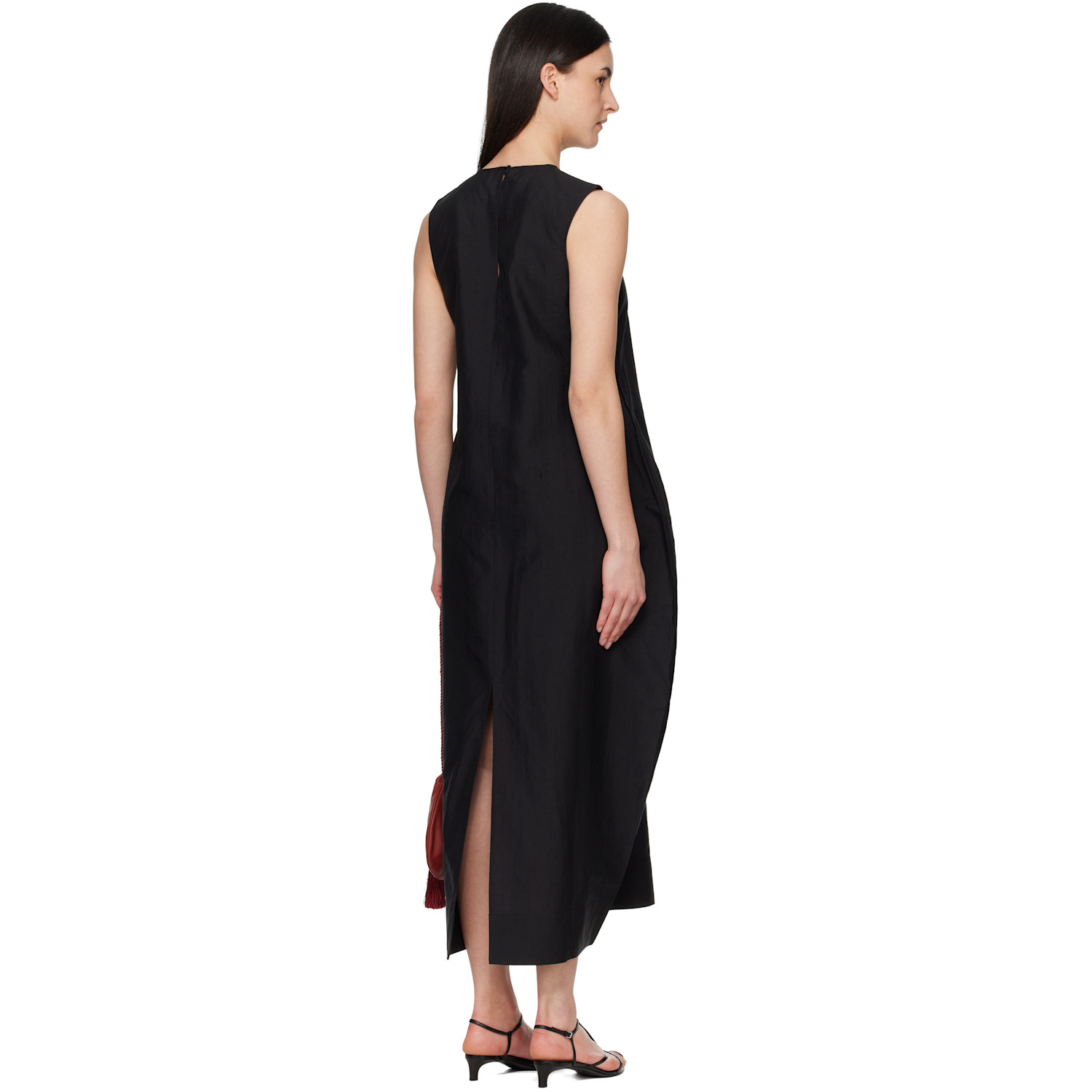 Róhe Black Hourglass Linen Silk Midi Dress 