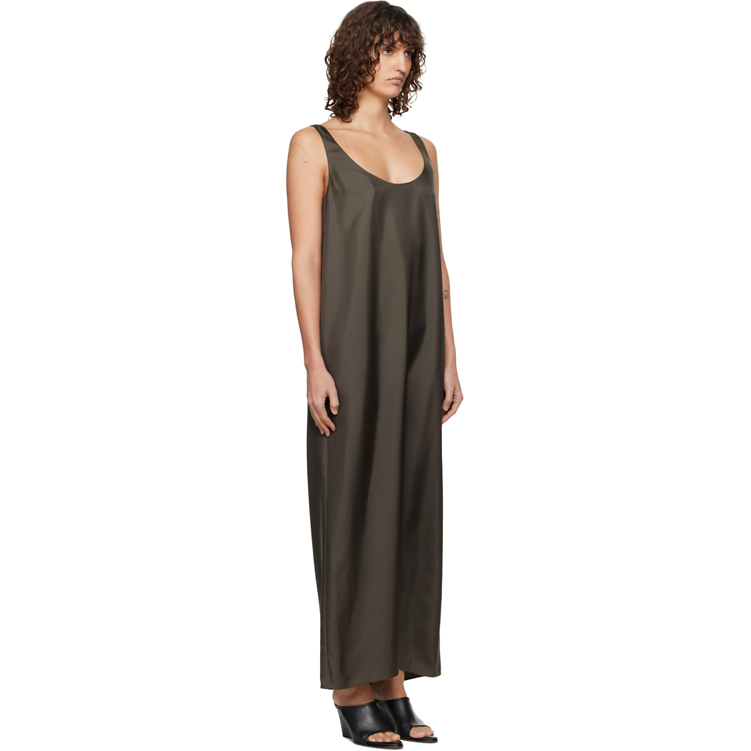  Róhe Brown Silk Scoop-neck Maxi Dress 