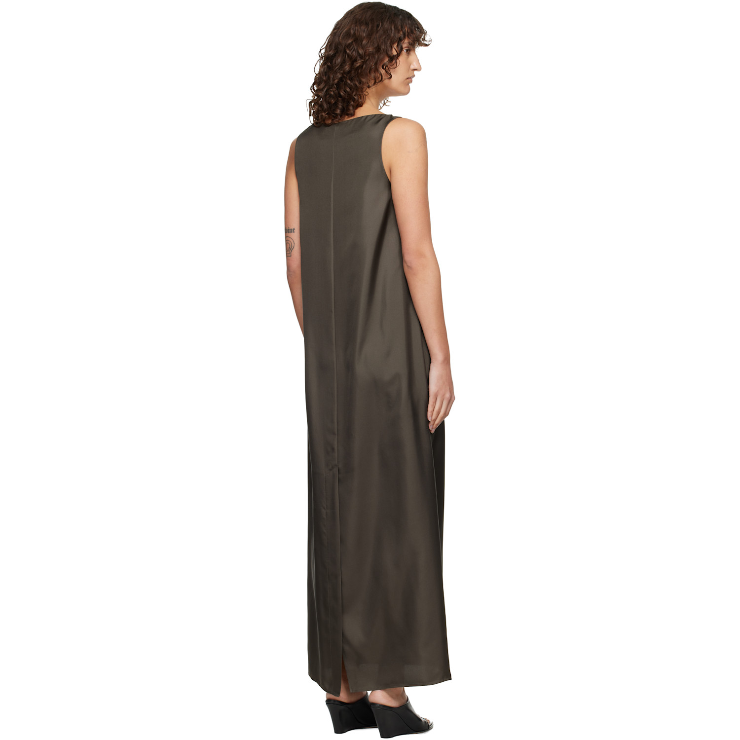  Róhe Brown Silk Scoop-neck Maxi Dress 