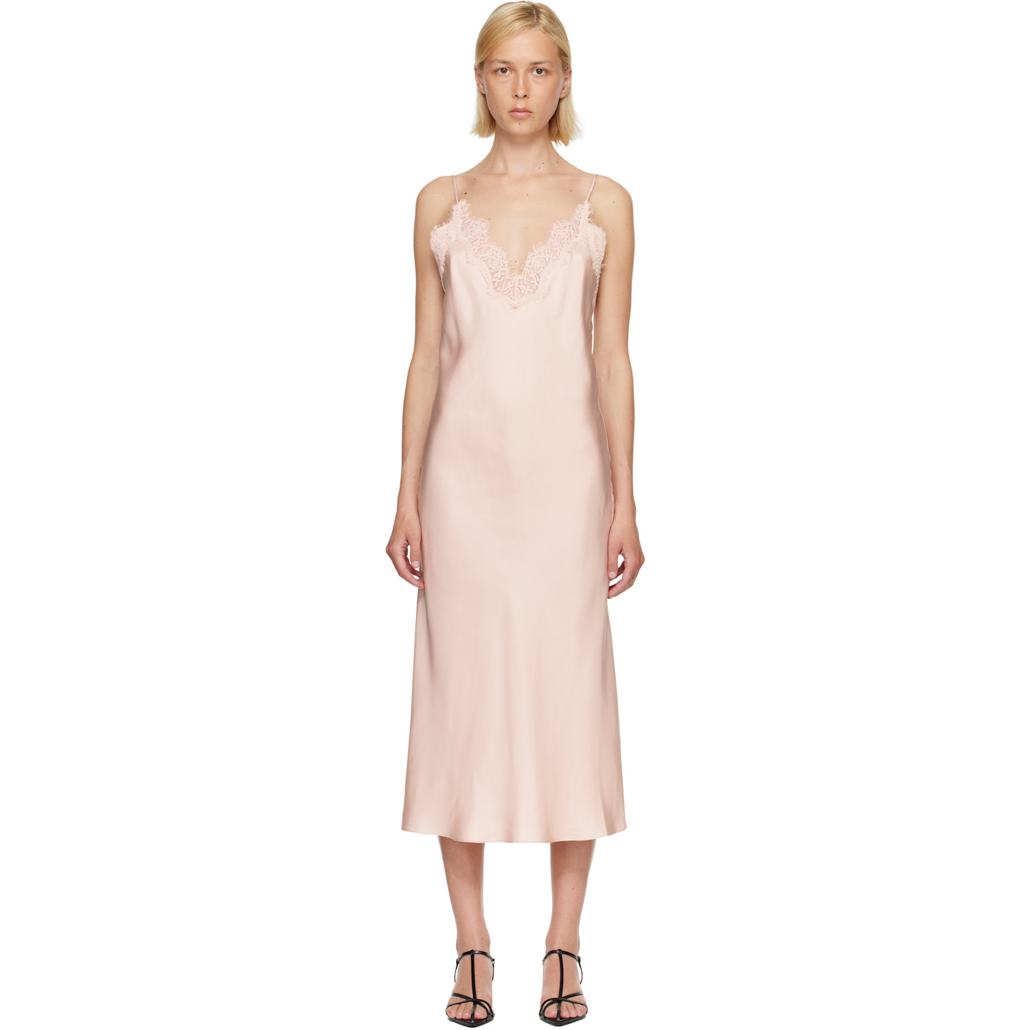 Róhe Pink Lace Slip Dress