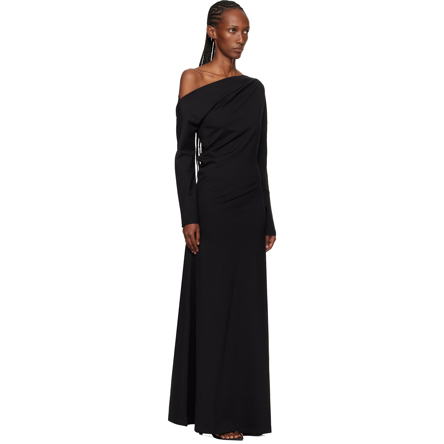  Róhe Black Twisted Jersey Maxi Dress 