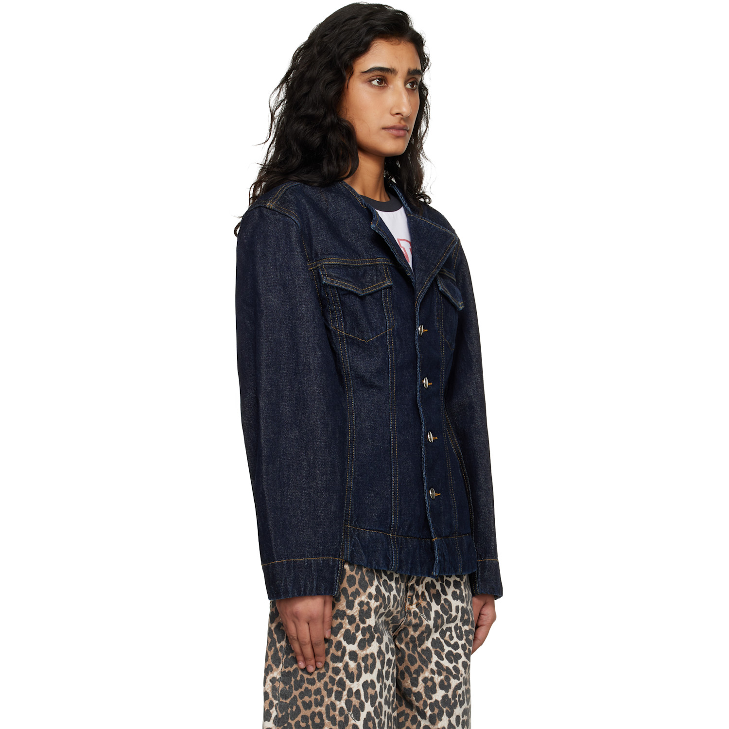  Ganni Blue Denim Blazer 
