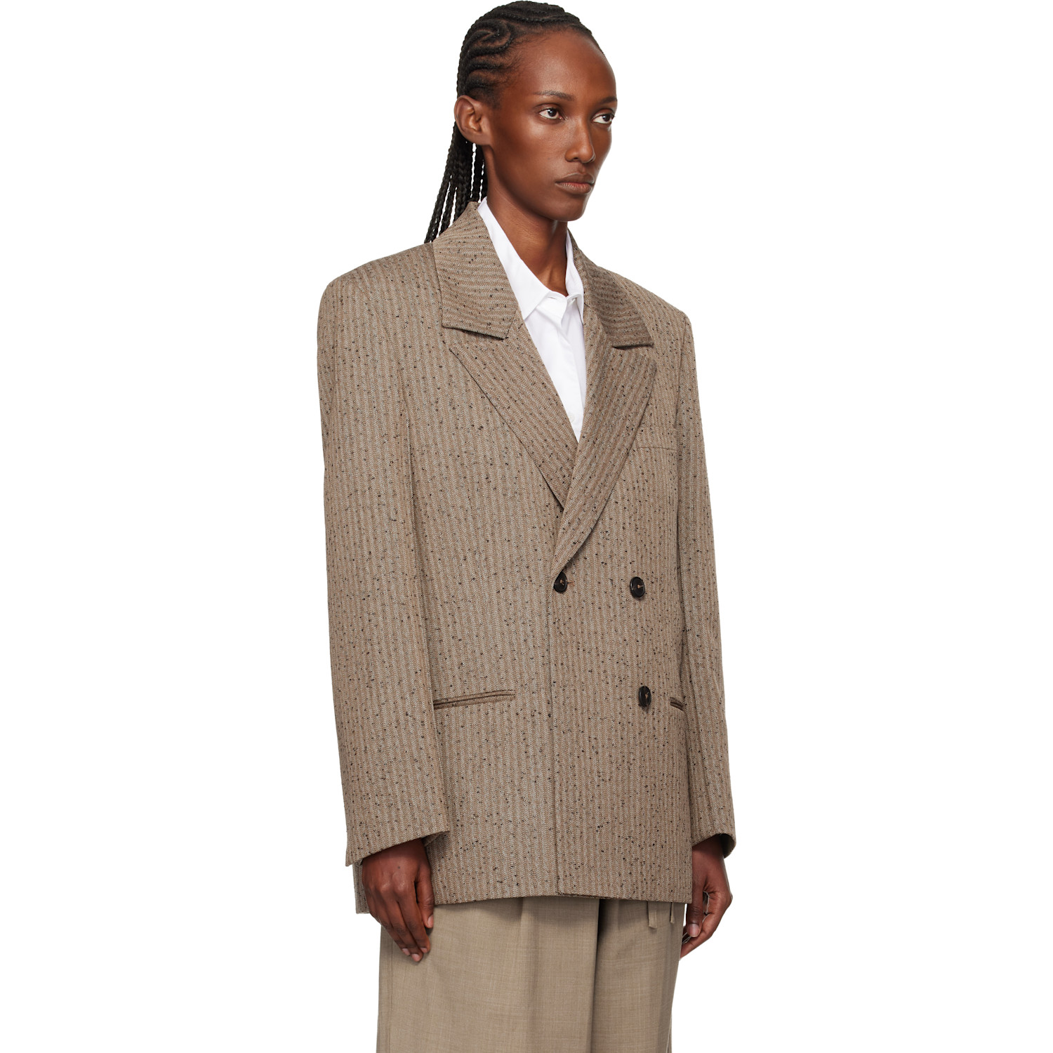  Róhe Brown Double-breasted Blazer 