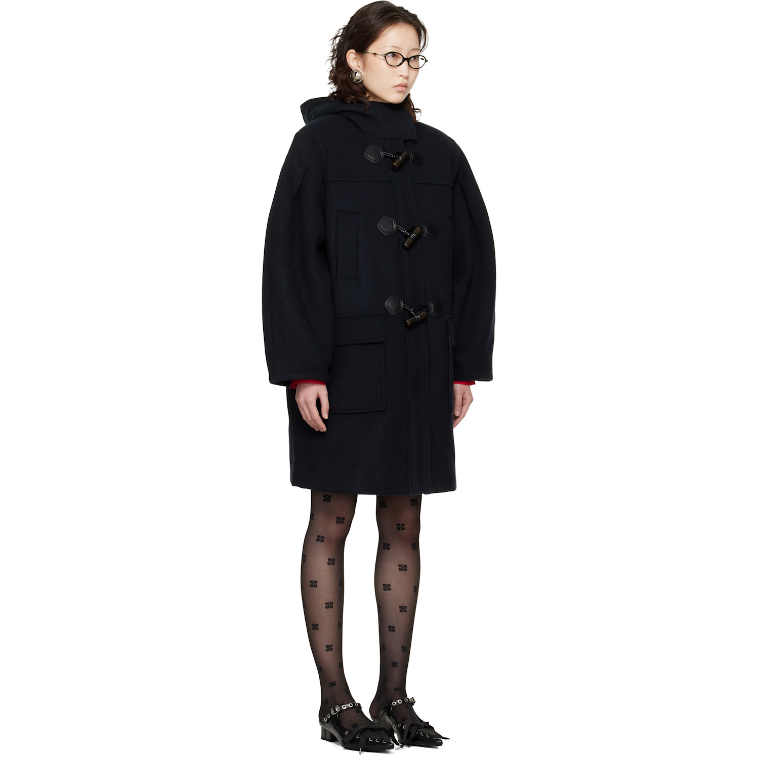  Ganni Navy Wool Duffle Coat 