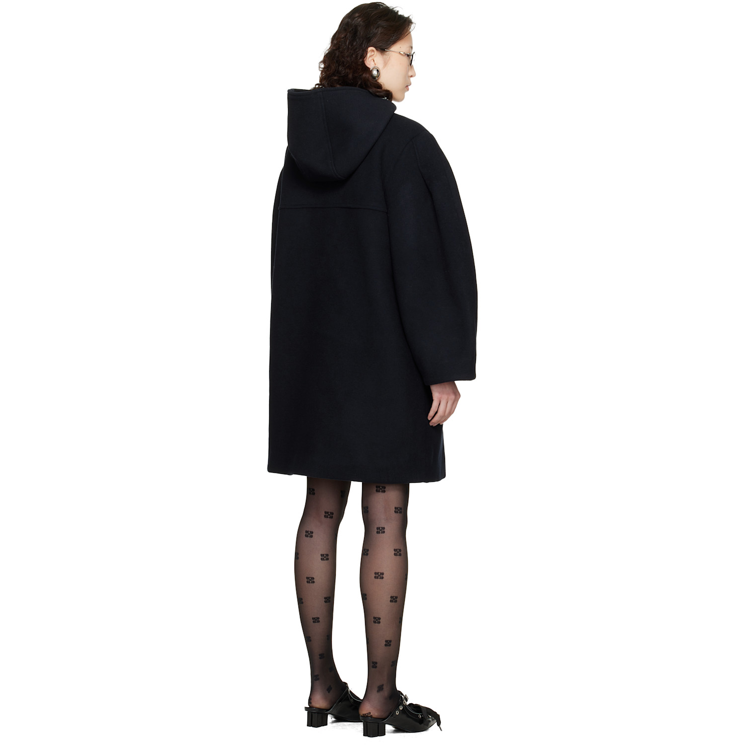  Ganni Navy Wool Duffle Coat 
