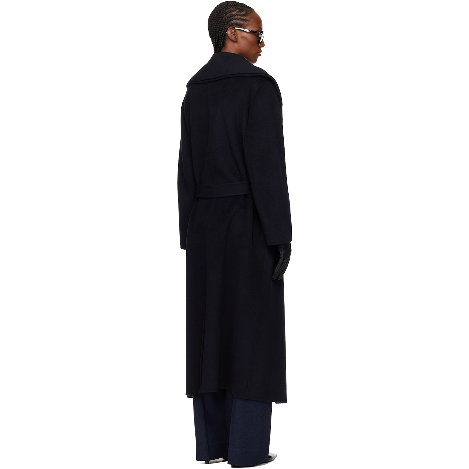  Róhe Navy Signature Double-faced Scarf Coat 