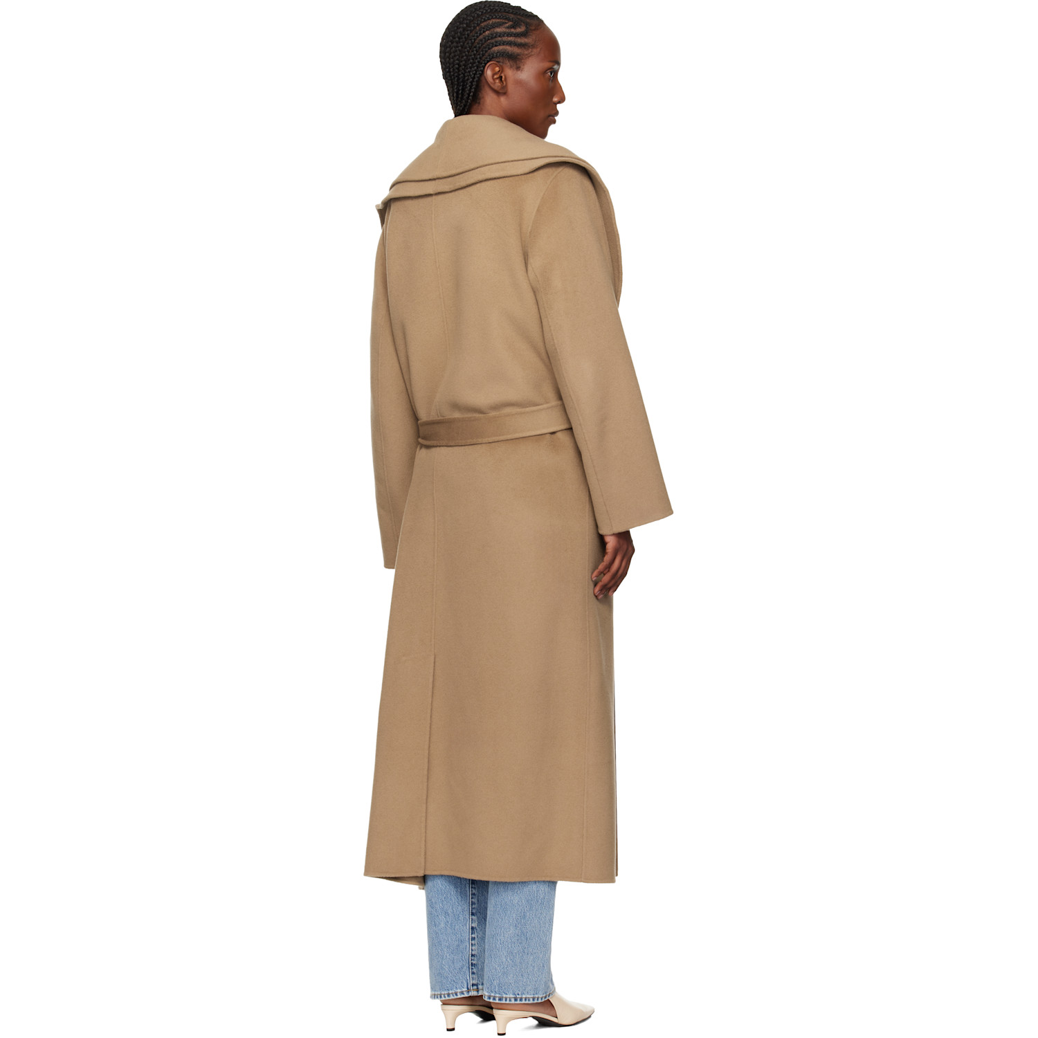  Róhe Beige Signature Double-faced Scarf Coat 