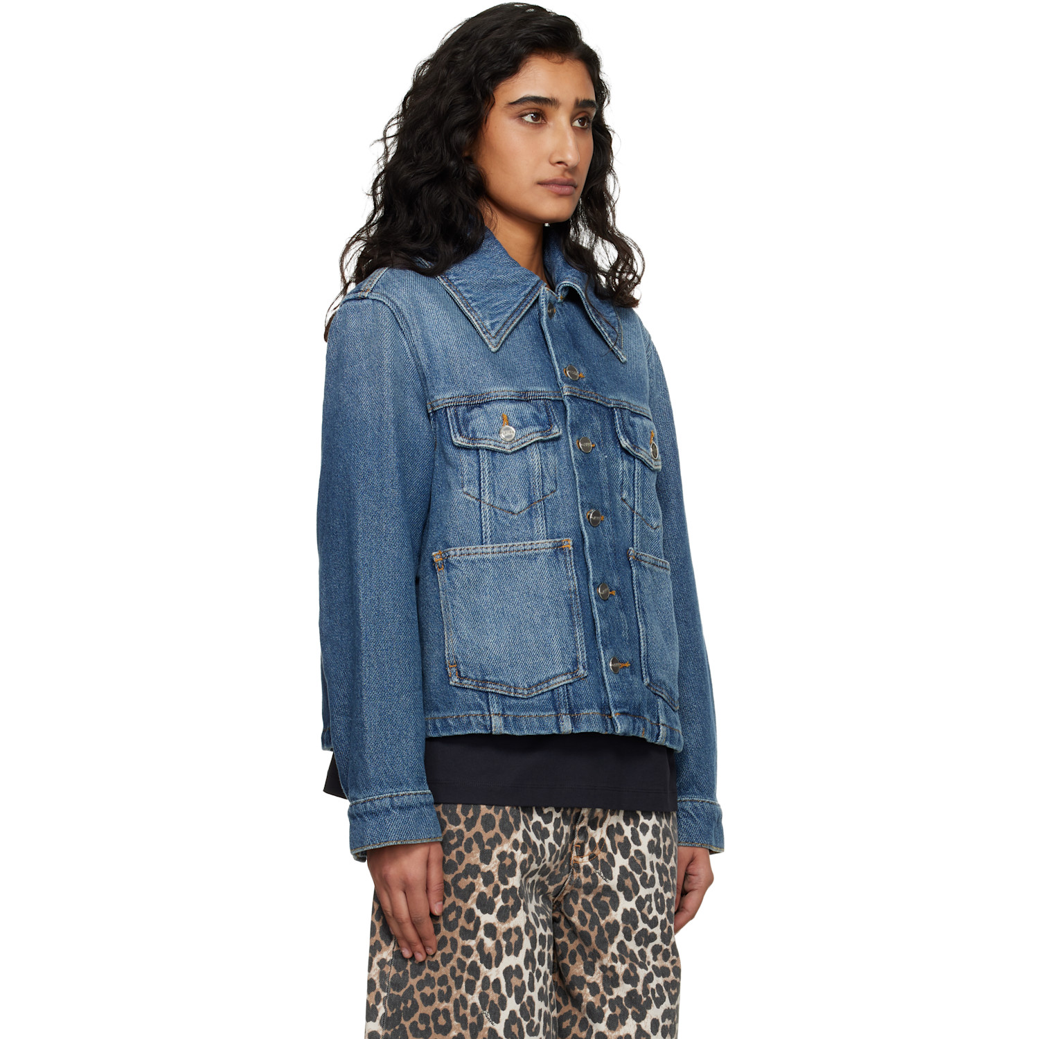 Ganni Blue Heavy Denim Jacket 