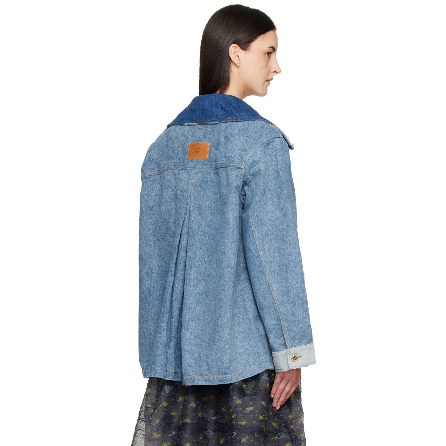 Ganni Buttoned Distressed Jacket In Blue