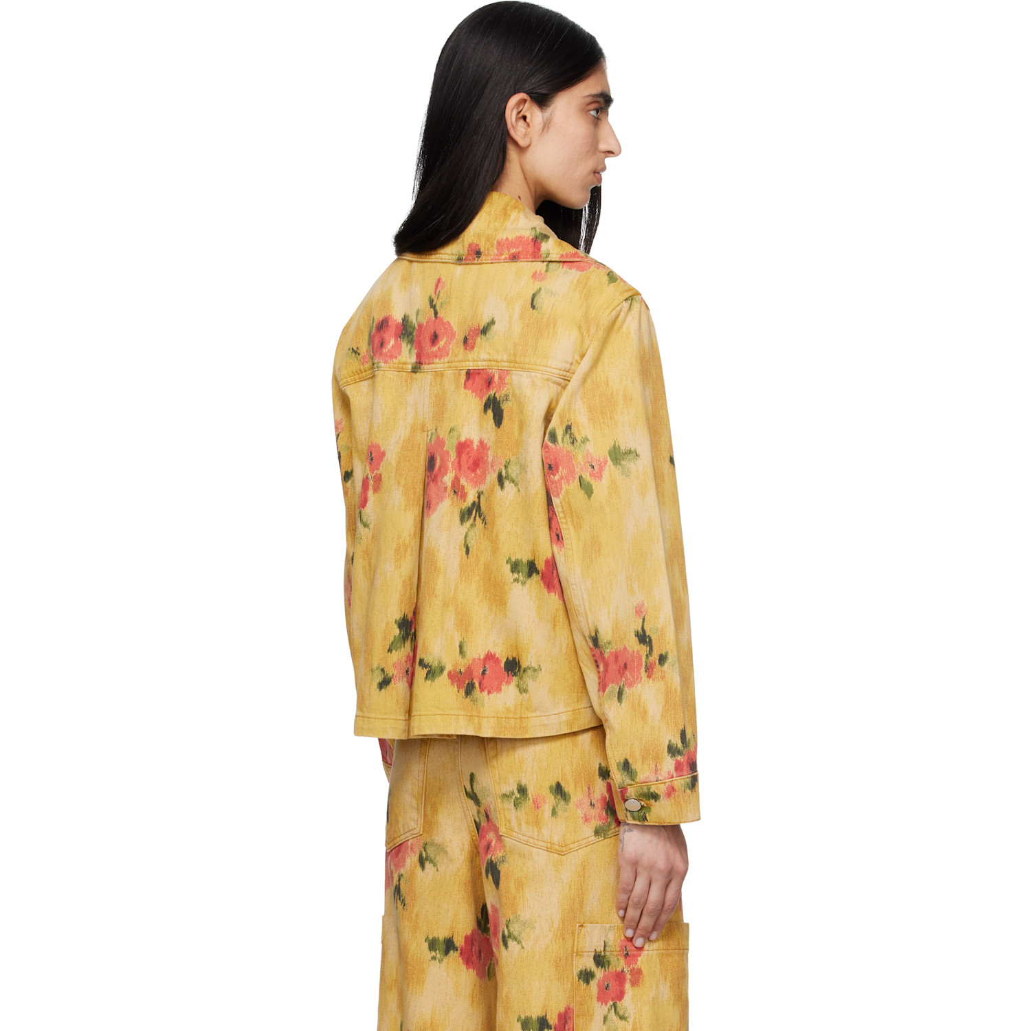  Ganni Yellow Printed Denim Jacket 