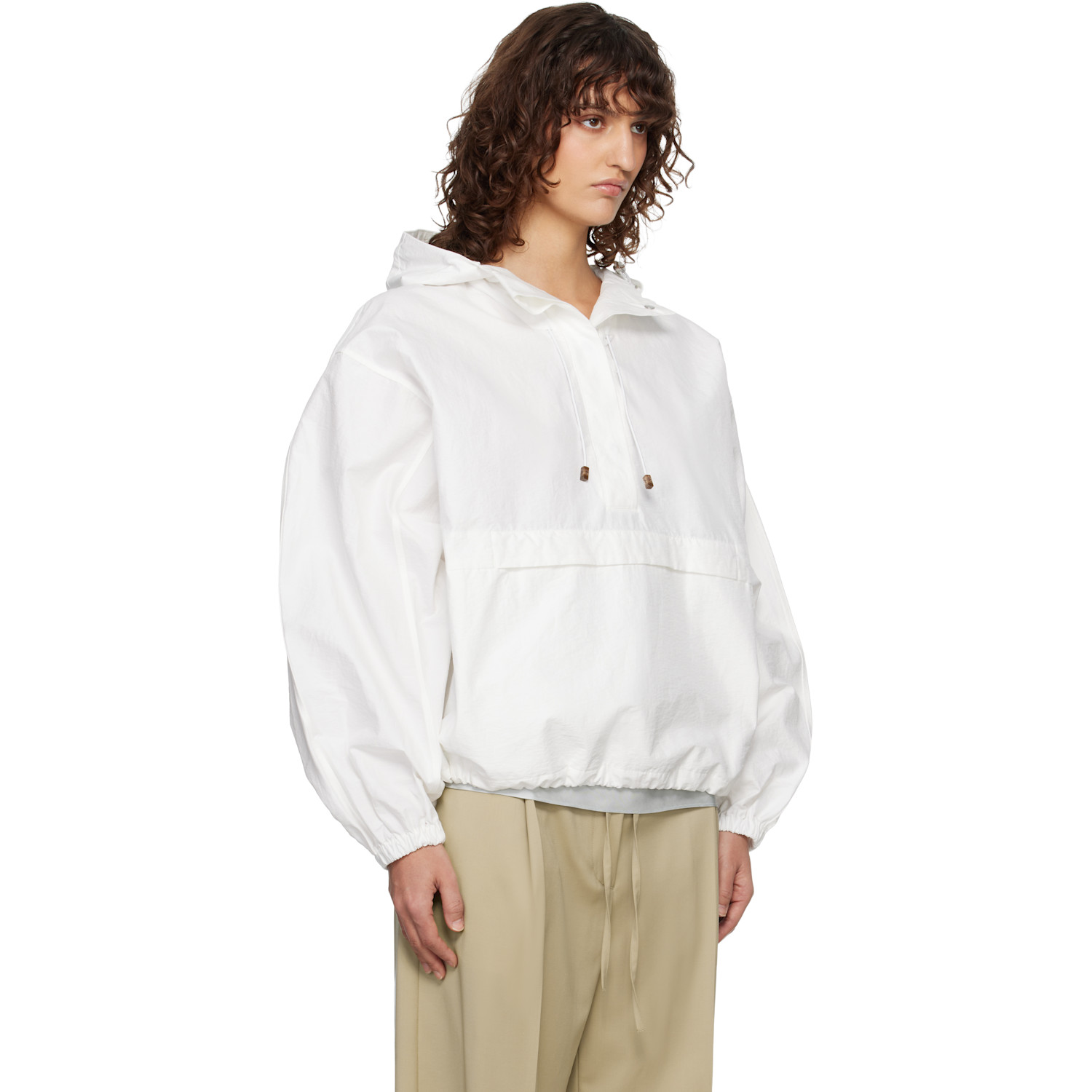  Róhe White Textured Cotton-blend Anorak Jacket 