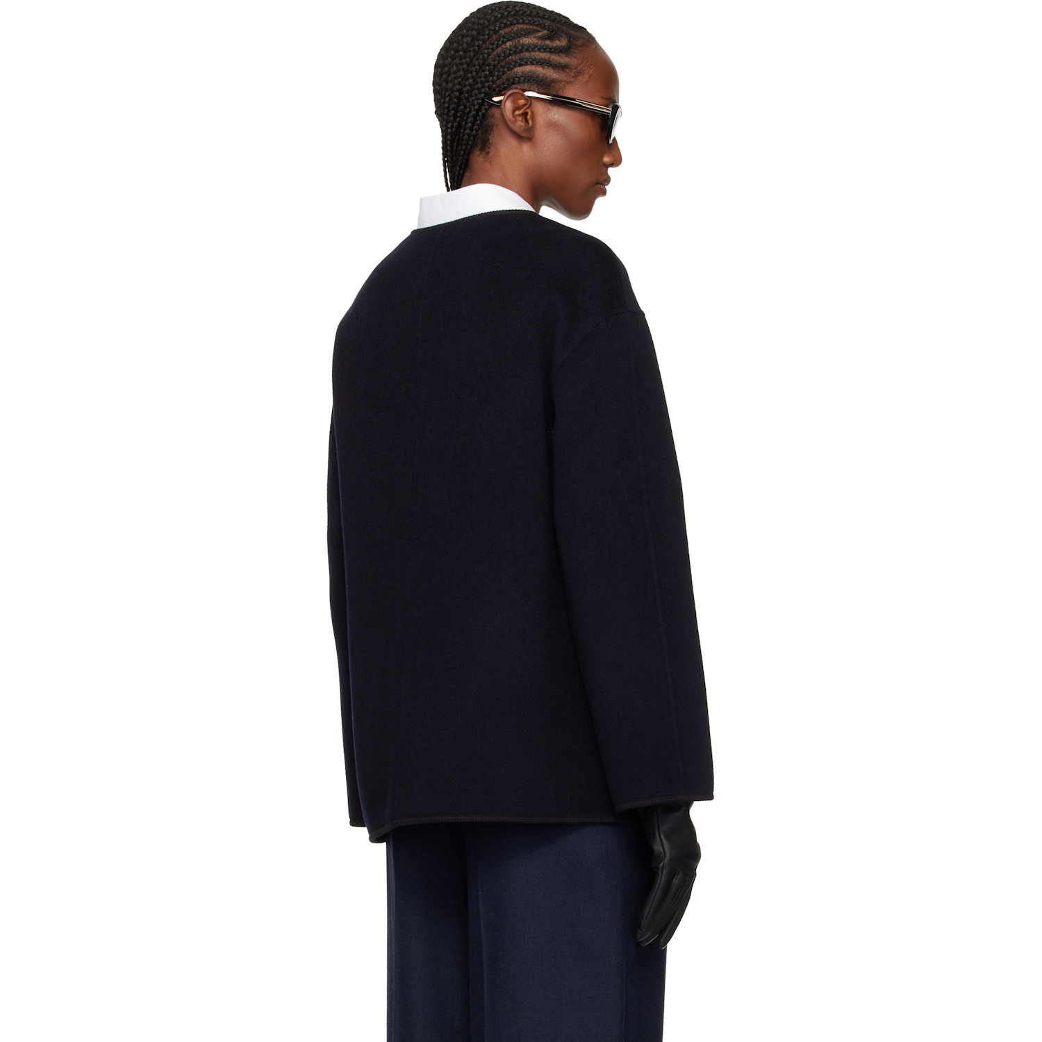  Róhe Navy Double-faced Wool Jacket 