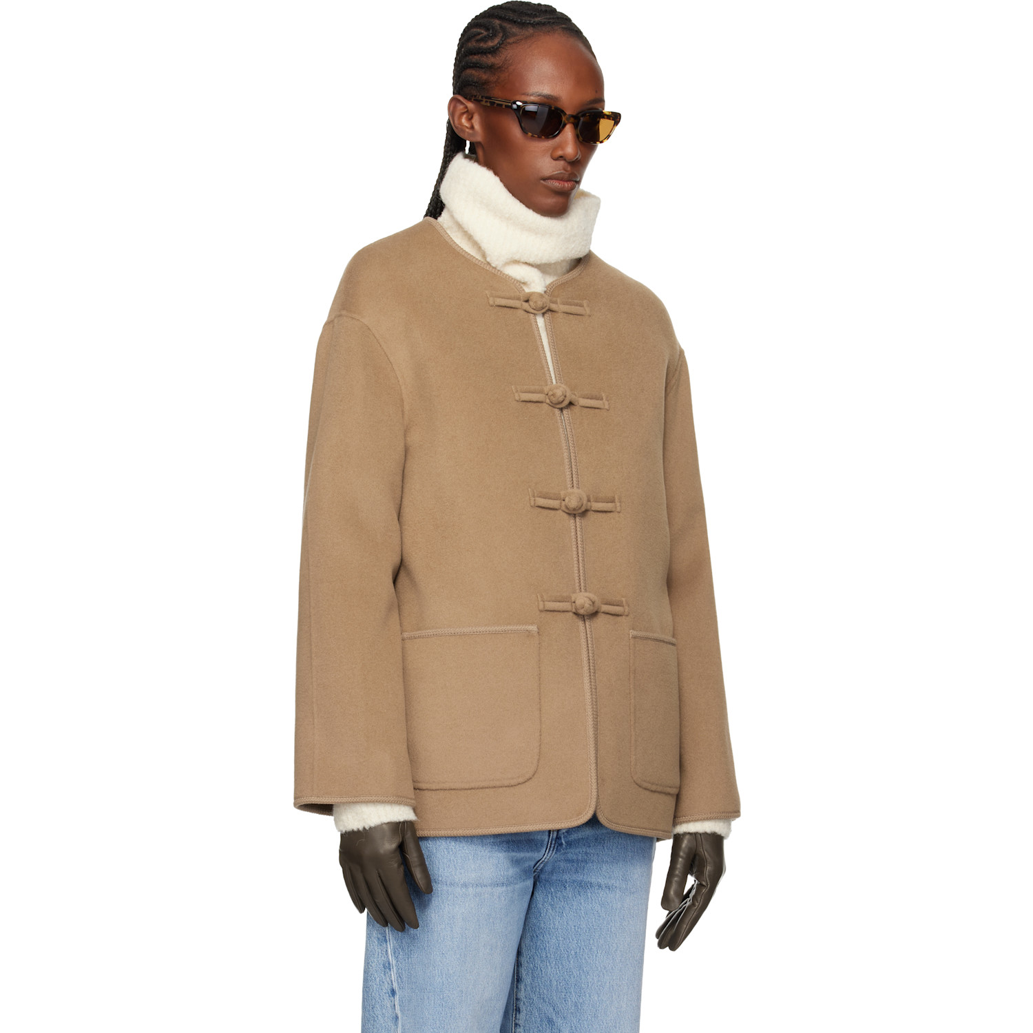  Róhe Beige Double-faced Wool Jacket 