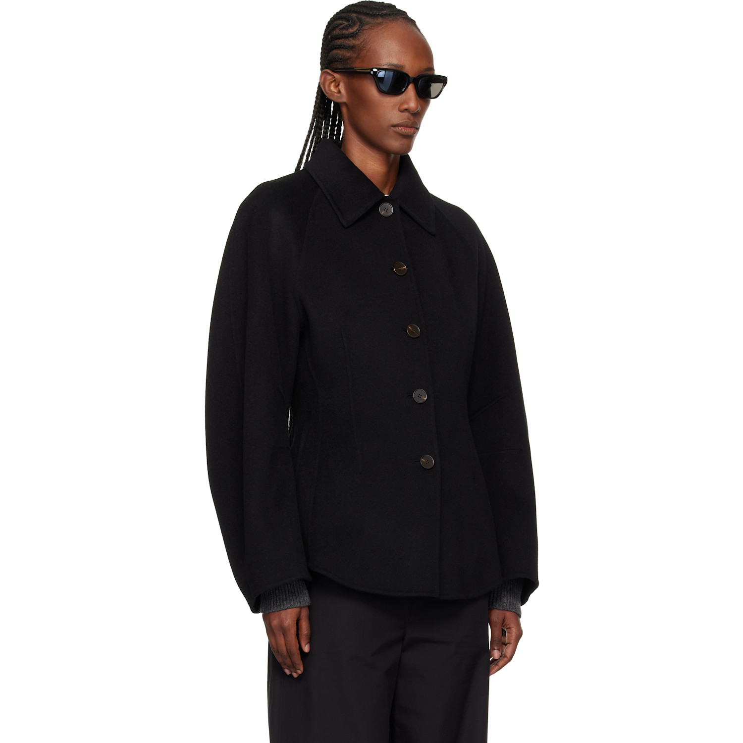  Róhe Black Double-faced Sculptural Jacket 