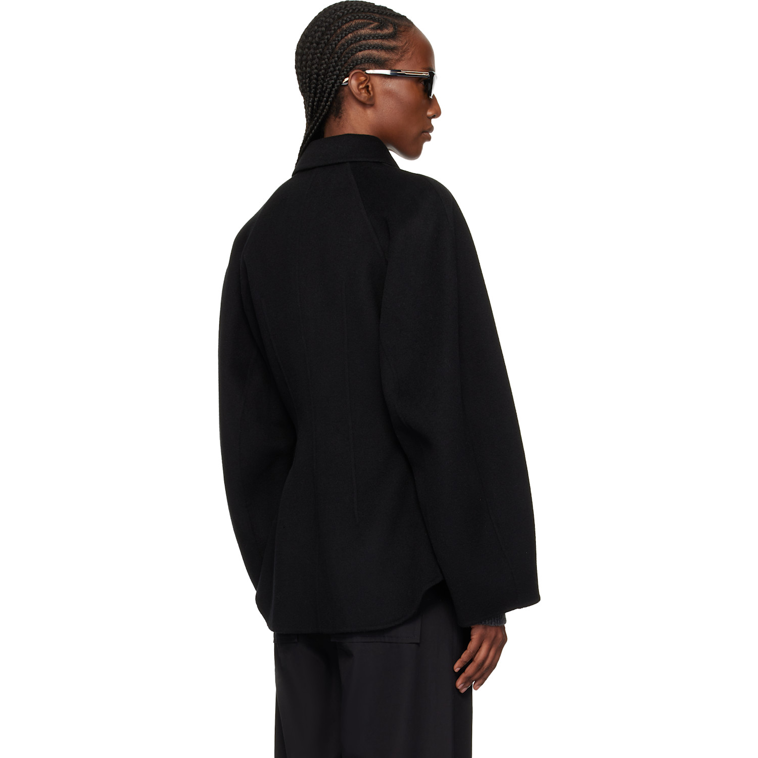  Róhe Black Double-faced Sculptural Jacket 