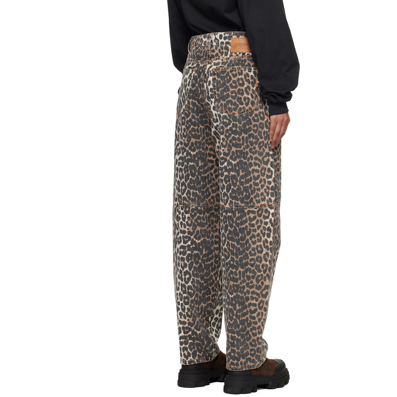  Ganni Beige Leopard Printed Stary Jeans 
