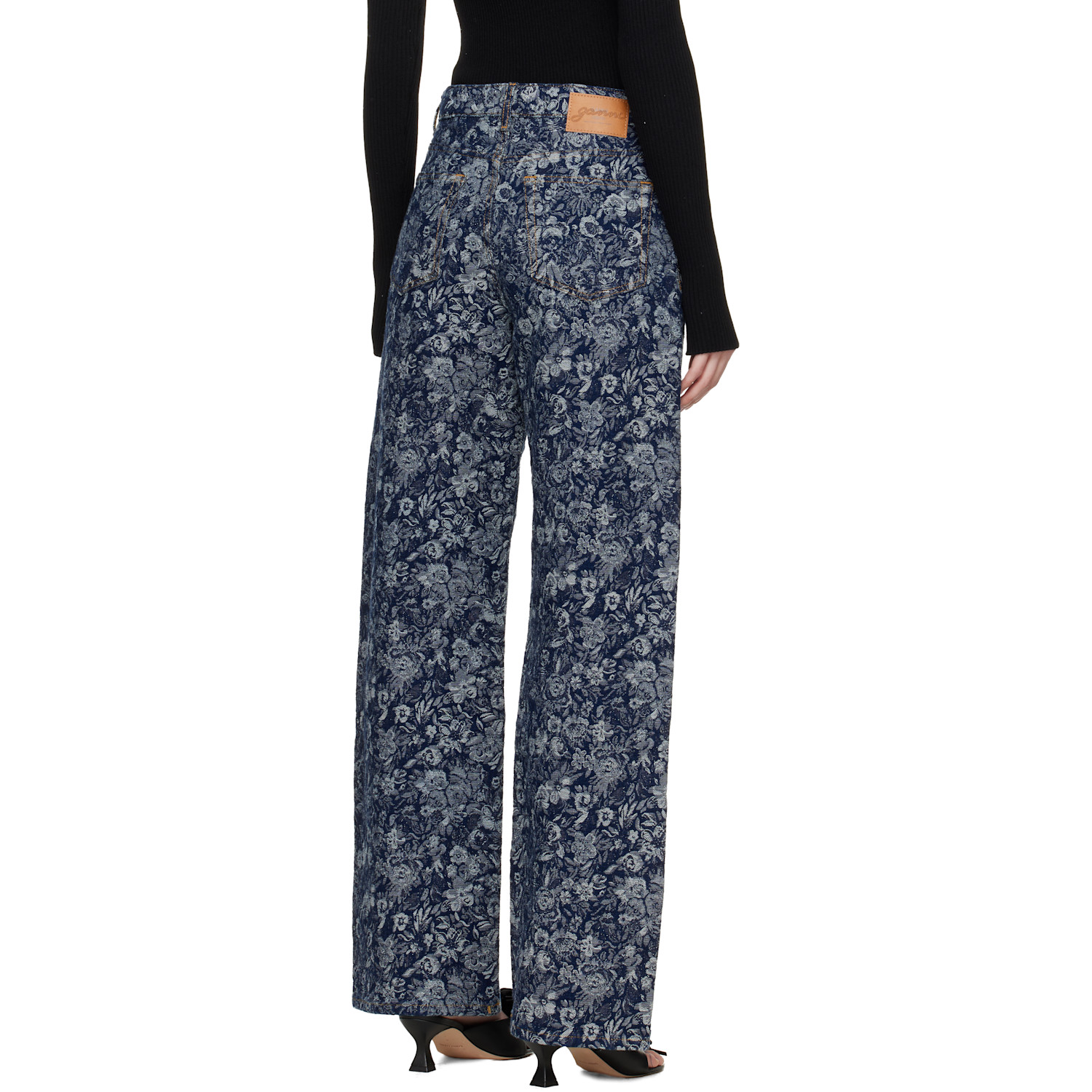  Ganni Blue Straight Tapestry Izey Jeans 