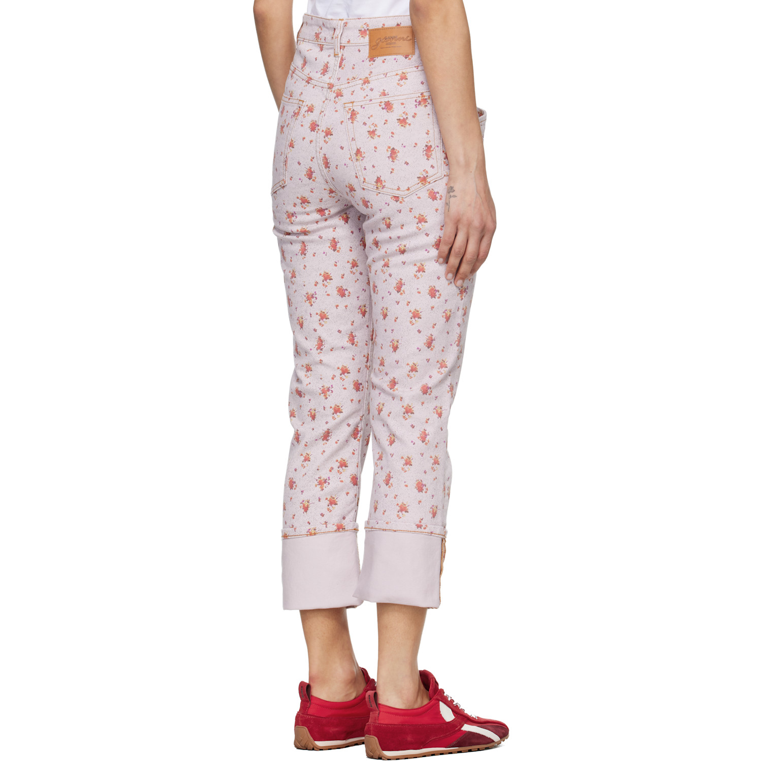  Ganni Pink Printed Capri Slim Jeans 