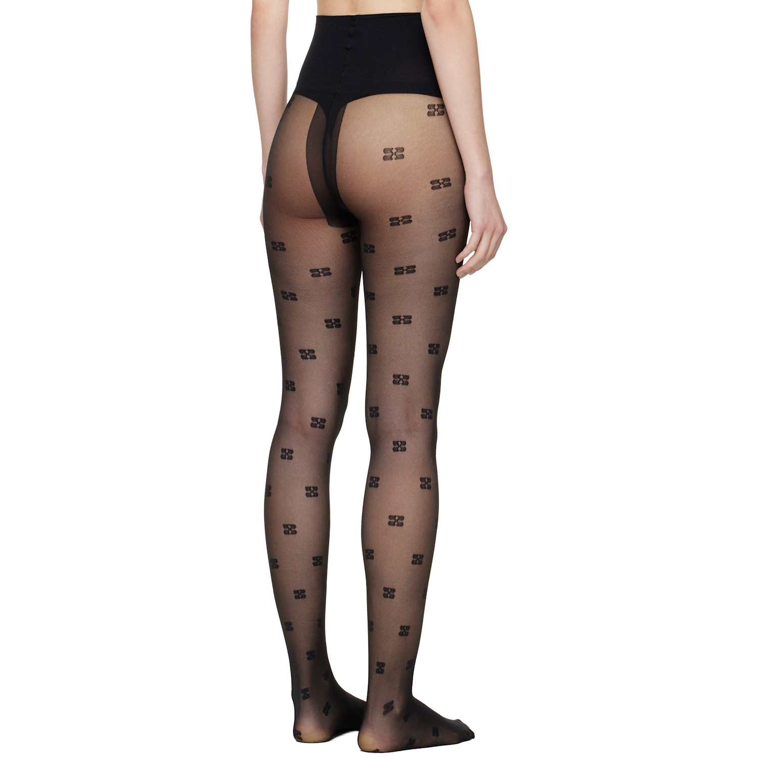  Ganni Black Butterfly Lace Tights 