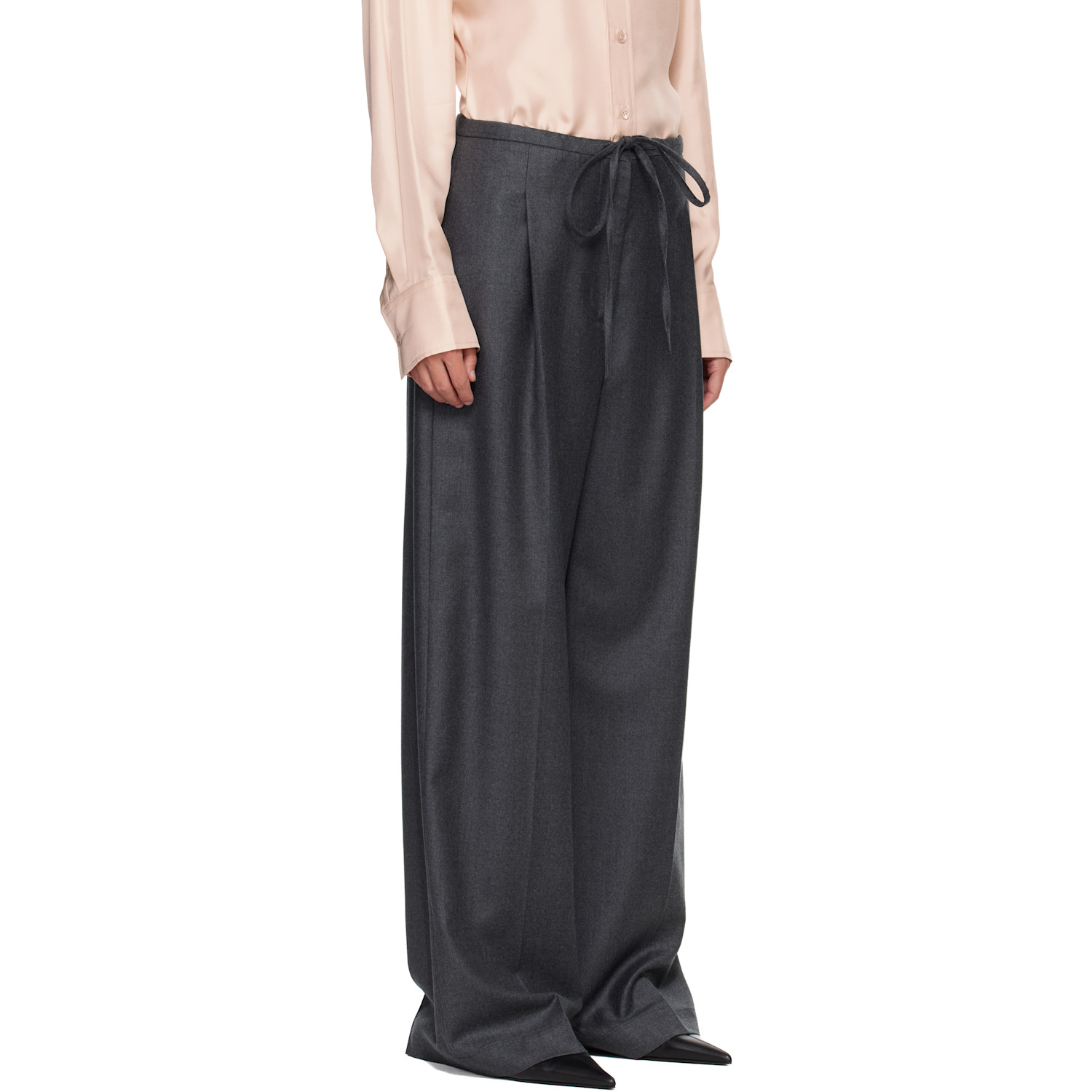  Róhe Gray Relaxed Soft Wool Trousers 