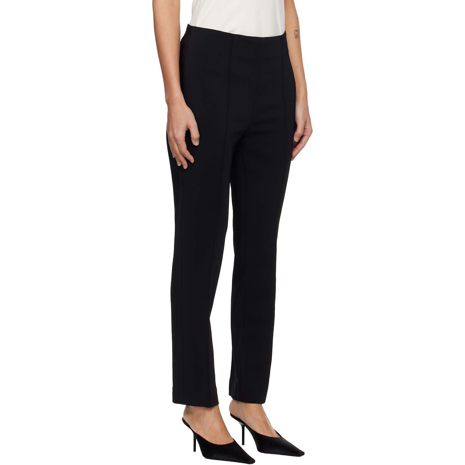  Róhe Black Cigarette Leg Trousers 