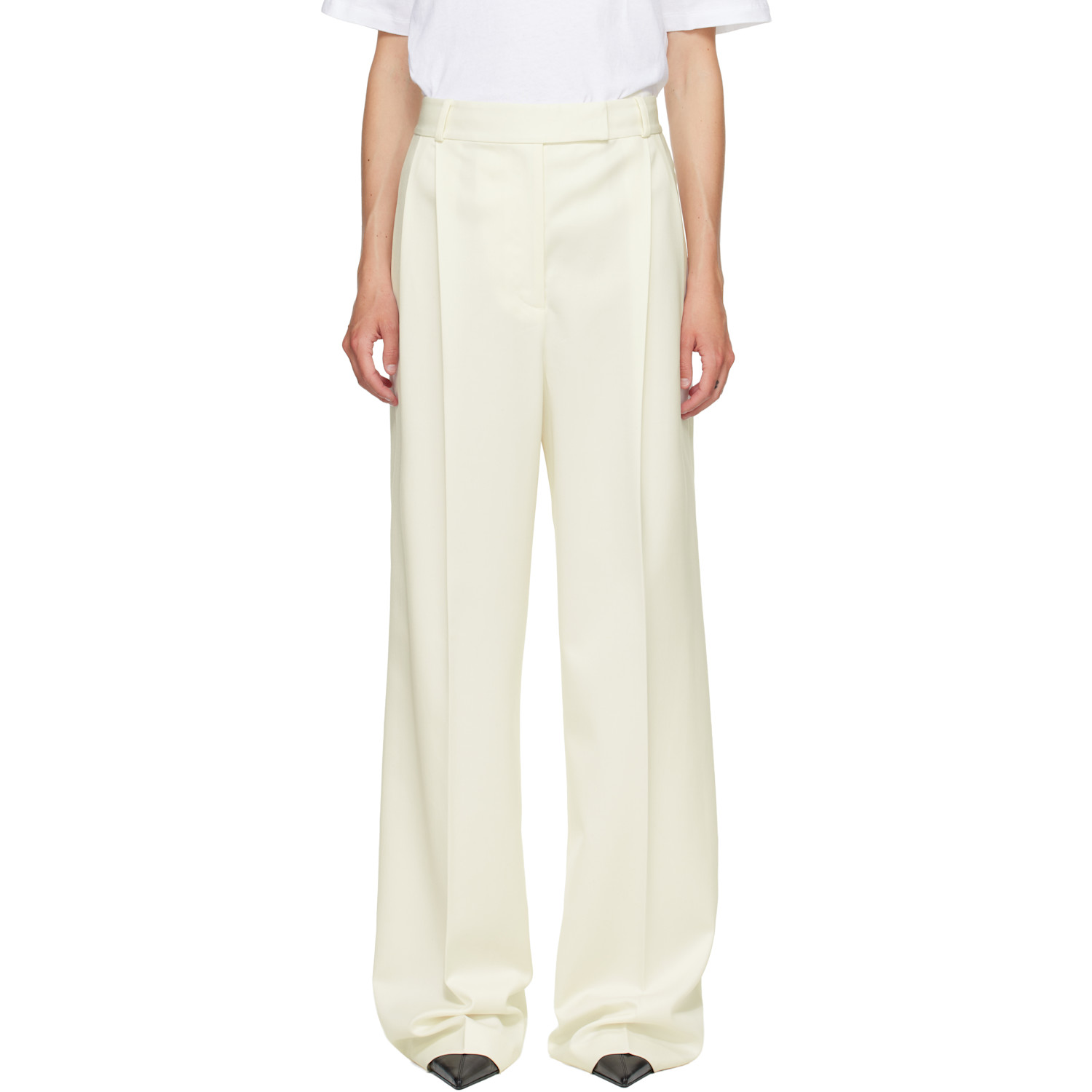 Róhe Off-White Mid-Waist Tailored Trousers