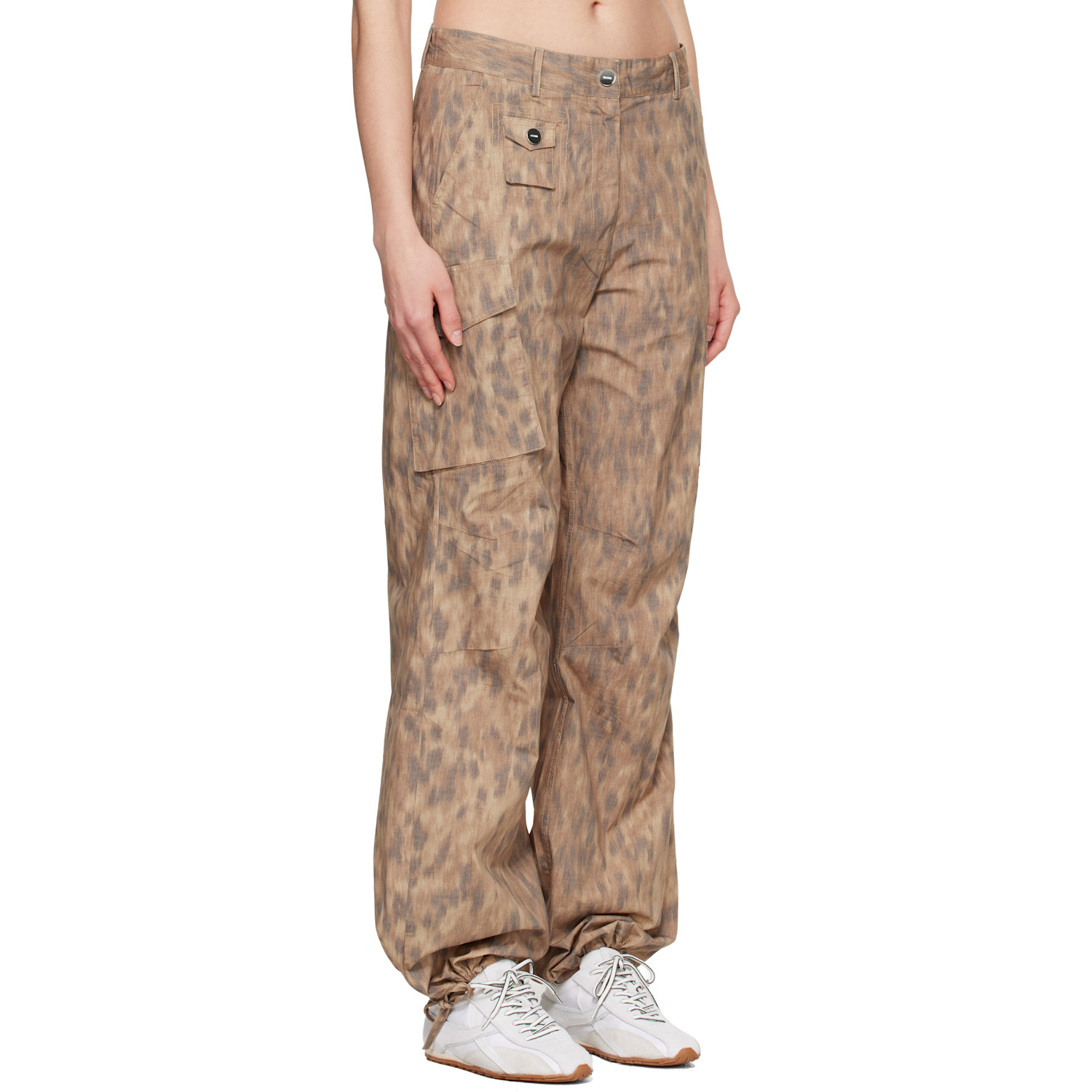  Ganni Brown Printed Cotton Cargo Pants 