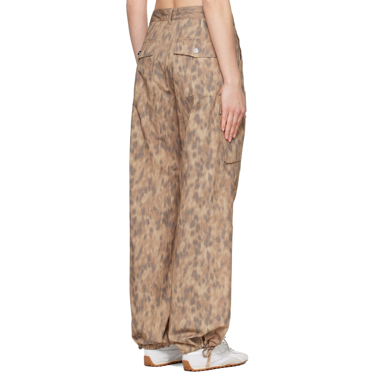  Ganni Brown Printed Cotton Cargo Pants 