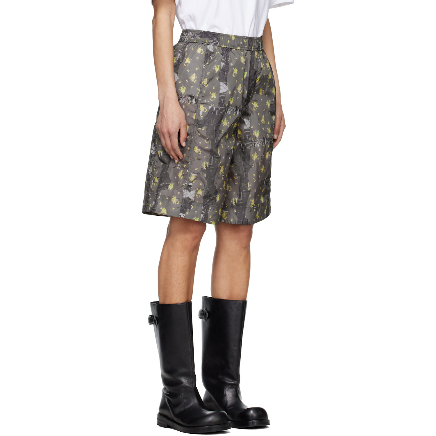  Ganni Gray Printed Flyweight Nylon Boy Shorts 