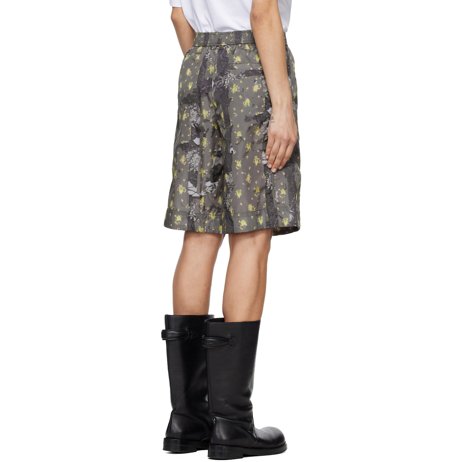  Ganni Gray Printed Flyweight Nylon Boy Shorts 