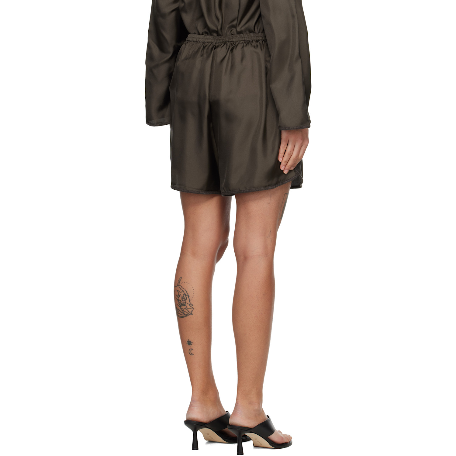  Róhe Brown Taped Silk Shorts 