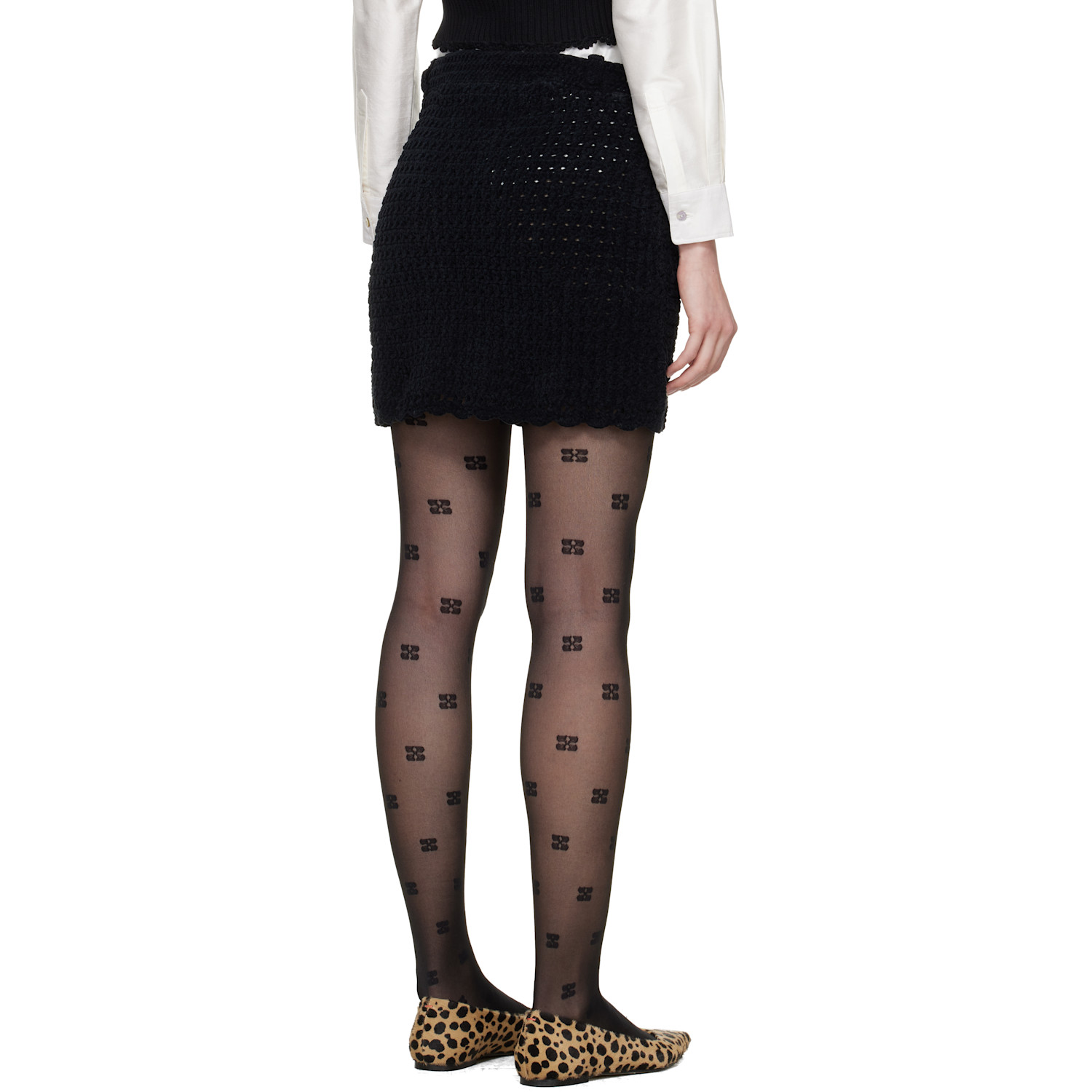  Ganni Black Crochet Miniskirt 