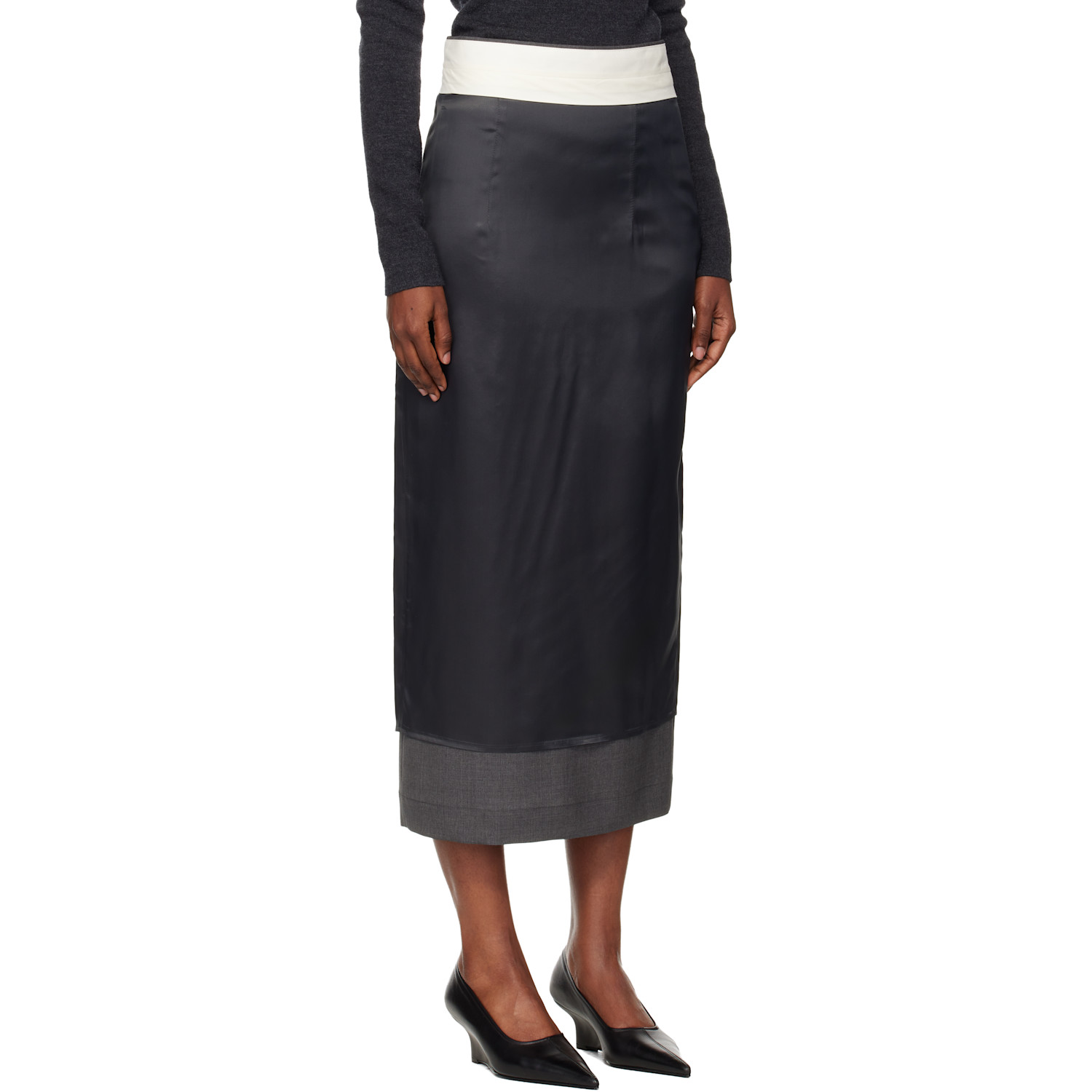  Róhe Gray Inside-out Midi Skirt 
