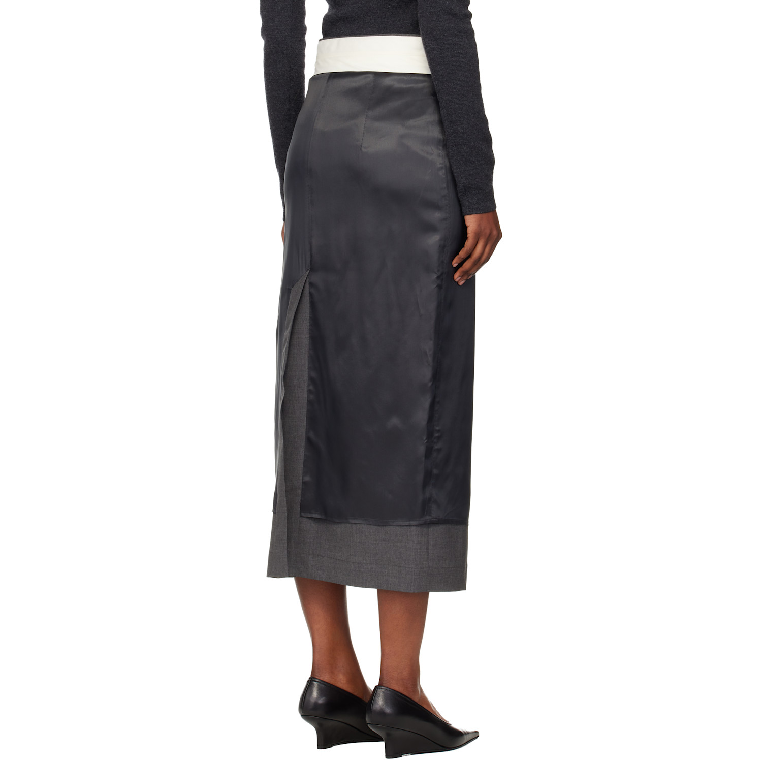  Róhe Gray Inside-out Midi Skirt 