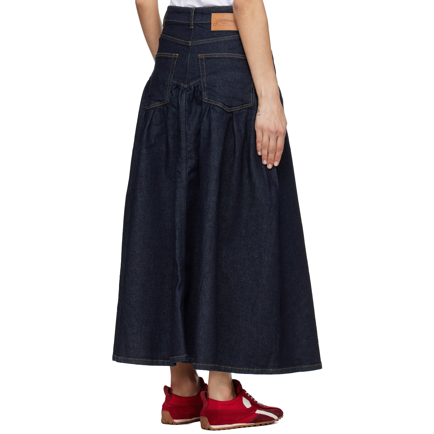  Ganni Navy Stretch Denim Midi Skirt 