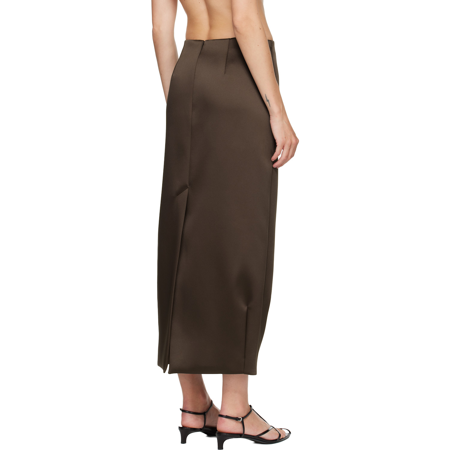  Róhe Brown Balloon Column Midi Skirt 