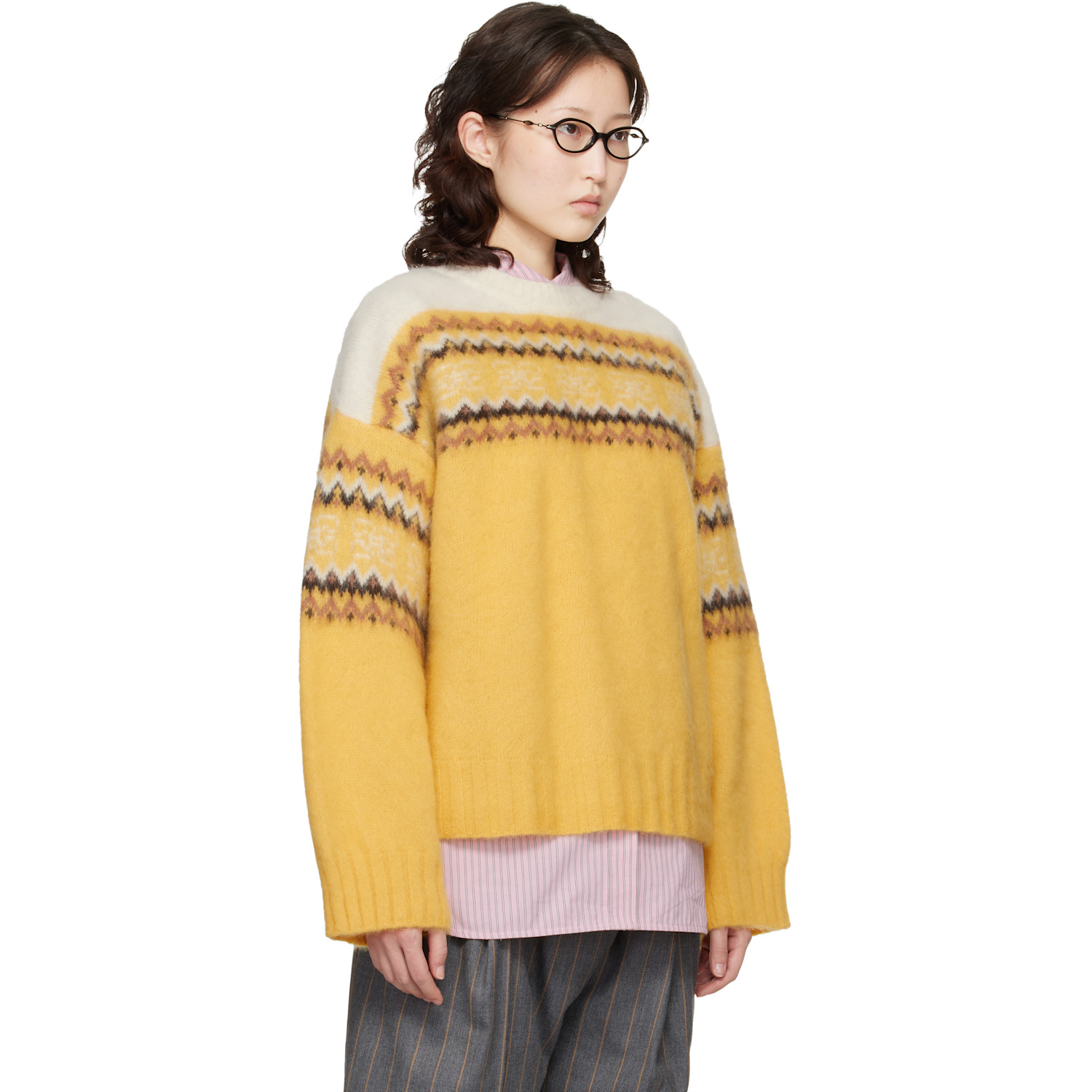  Ganni Yellow Jacquard Sweater 