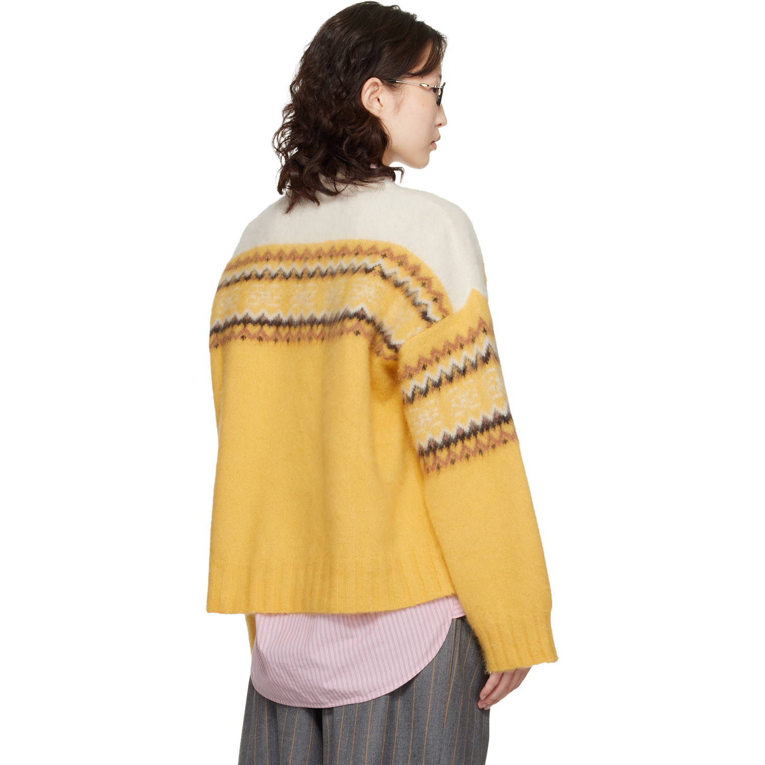 Ganni Yellow Jacquard Sweater 