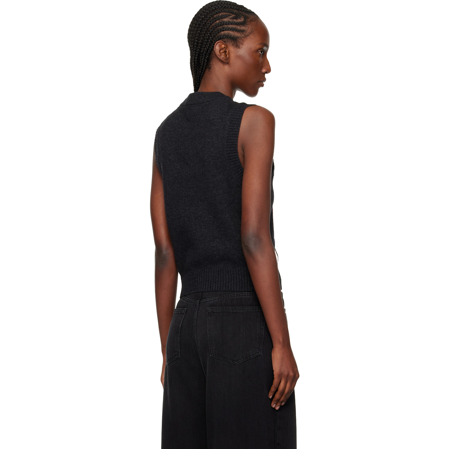  Ganni Gray Graphic Wool Sweater Vest 
