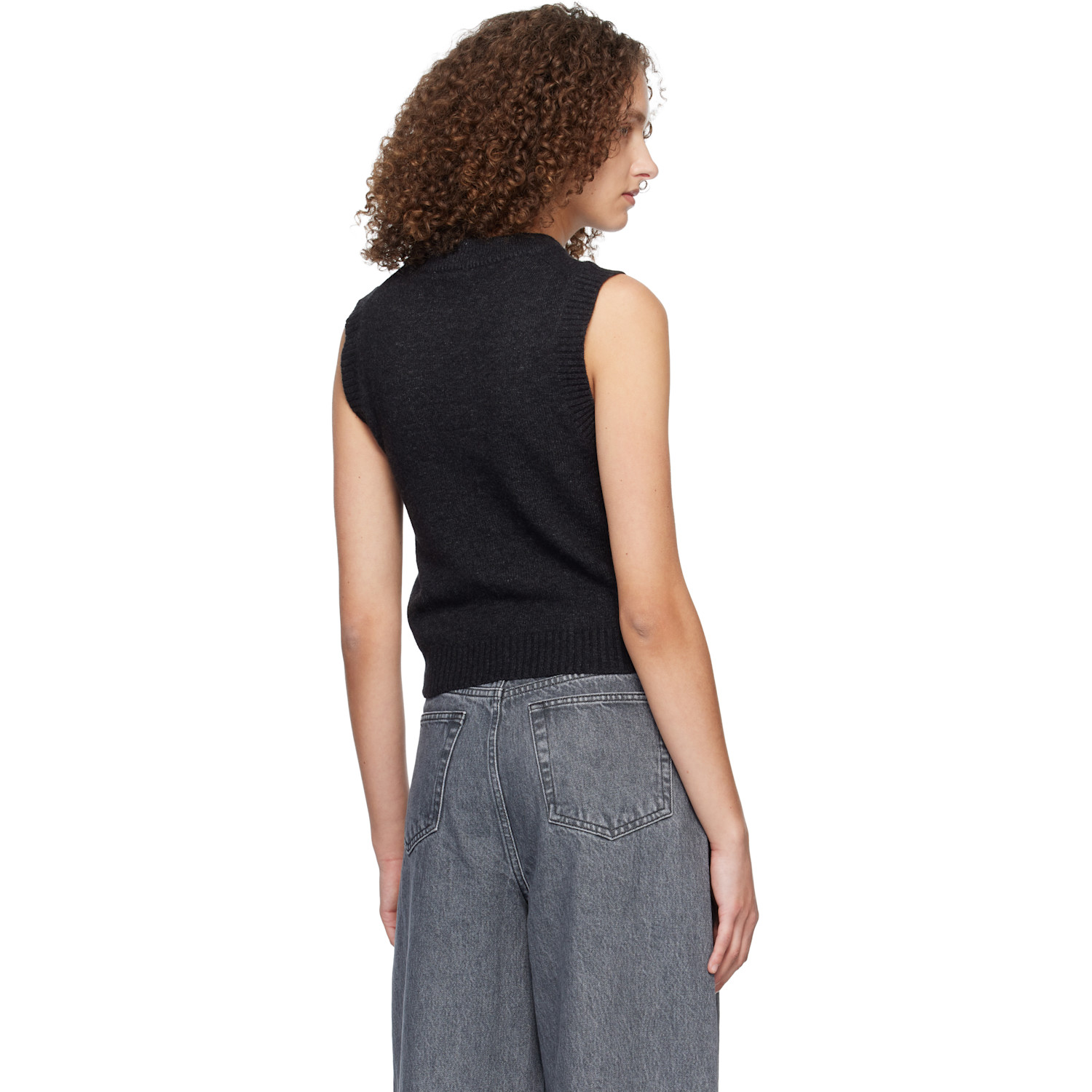  Ganni Black Graphic Wool Vest 
